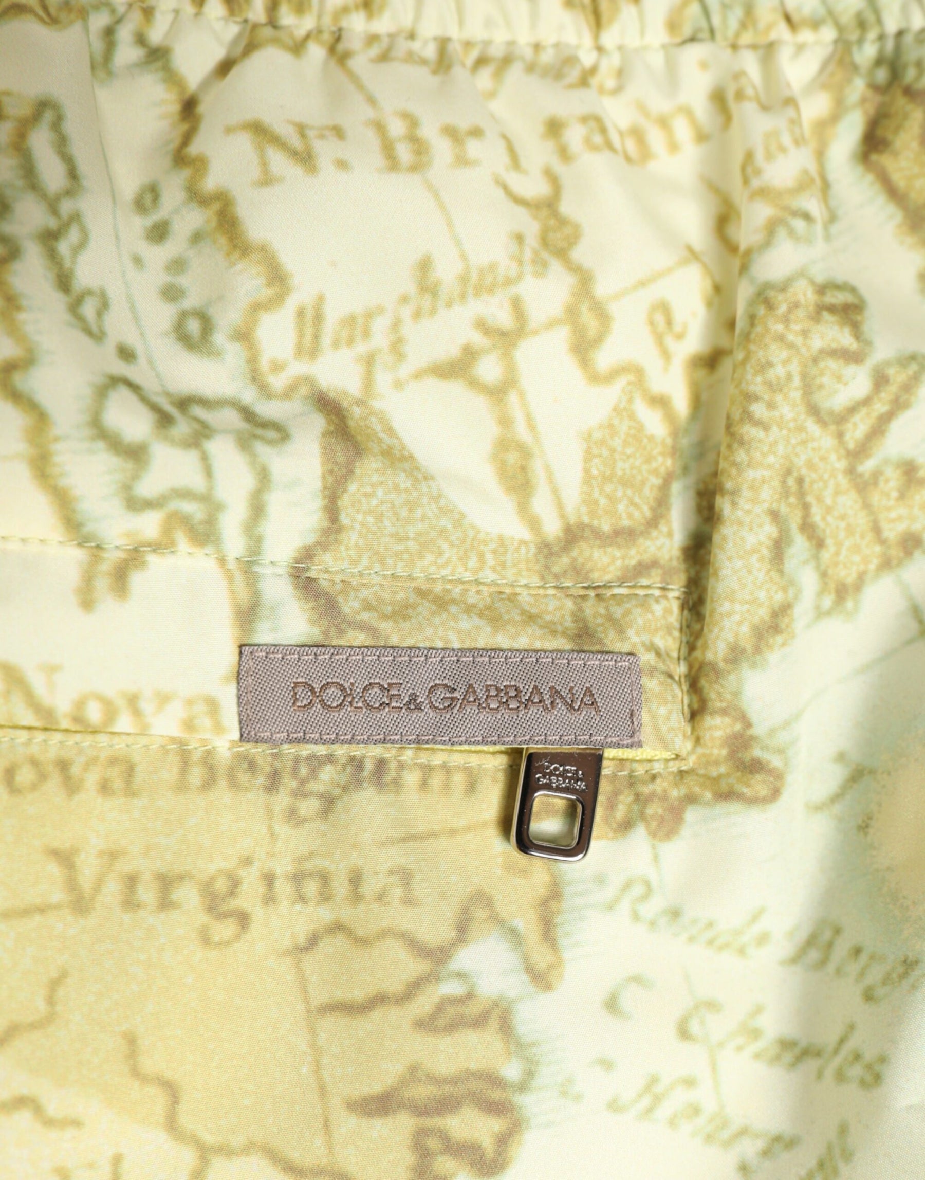 Dolce & Gabbana Yellow World Map Polyester Elastic Waistband Swimwear | Regal Royce