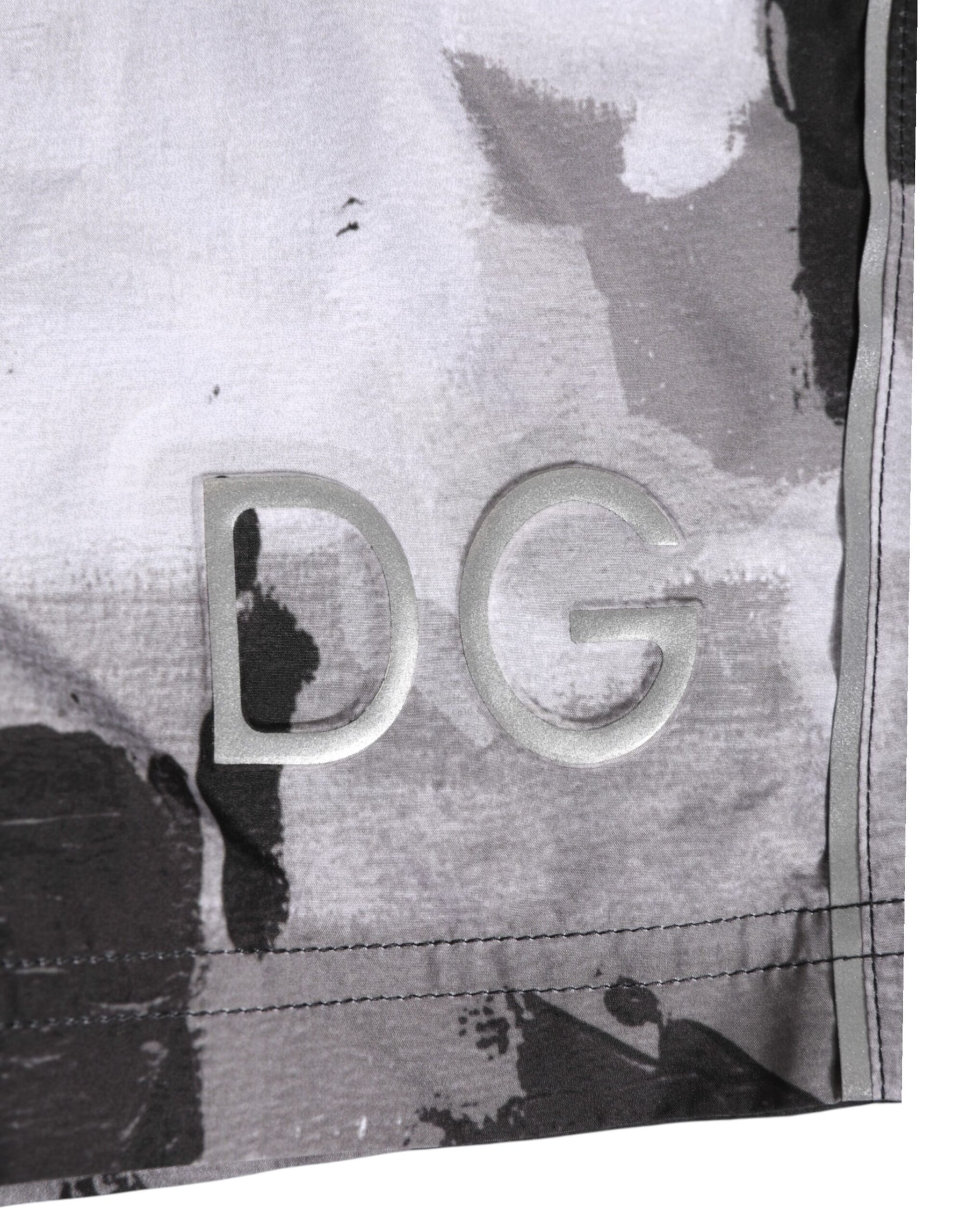 Dolce & Gabbana Black White Camouflage DG Logo Men Swimwear | Regal Royce