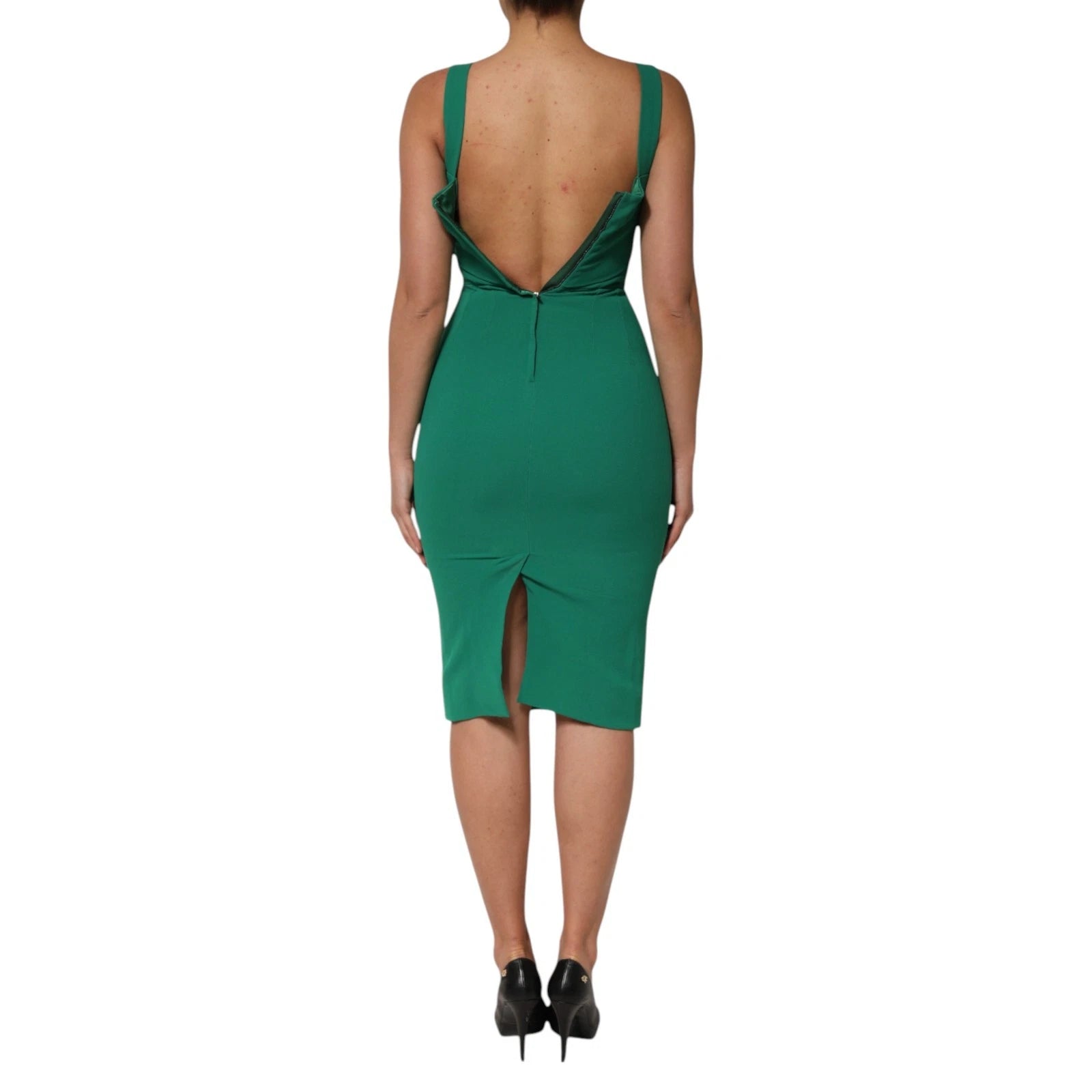 Dolce & Gabbana Dark Green Sleeveless Rayon Bodycon Dress | Regal Royce
