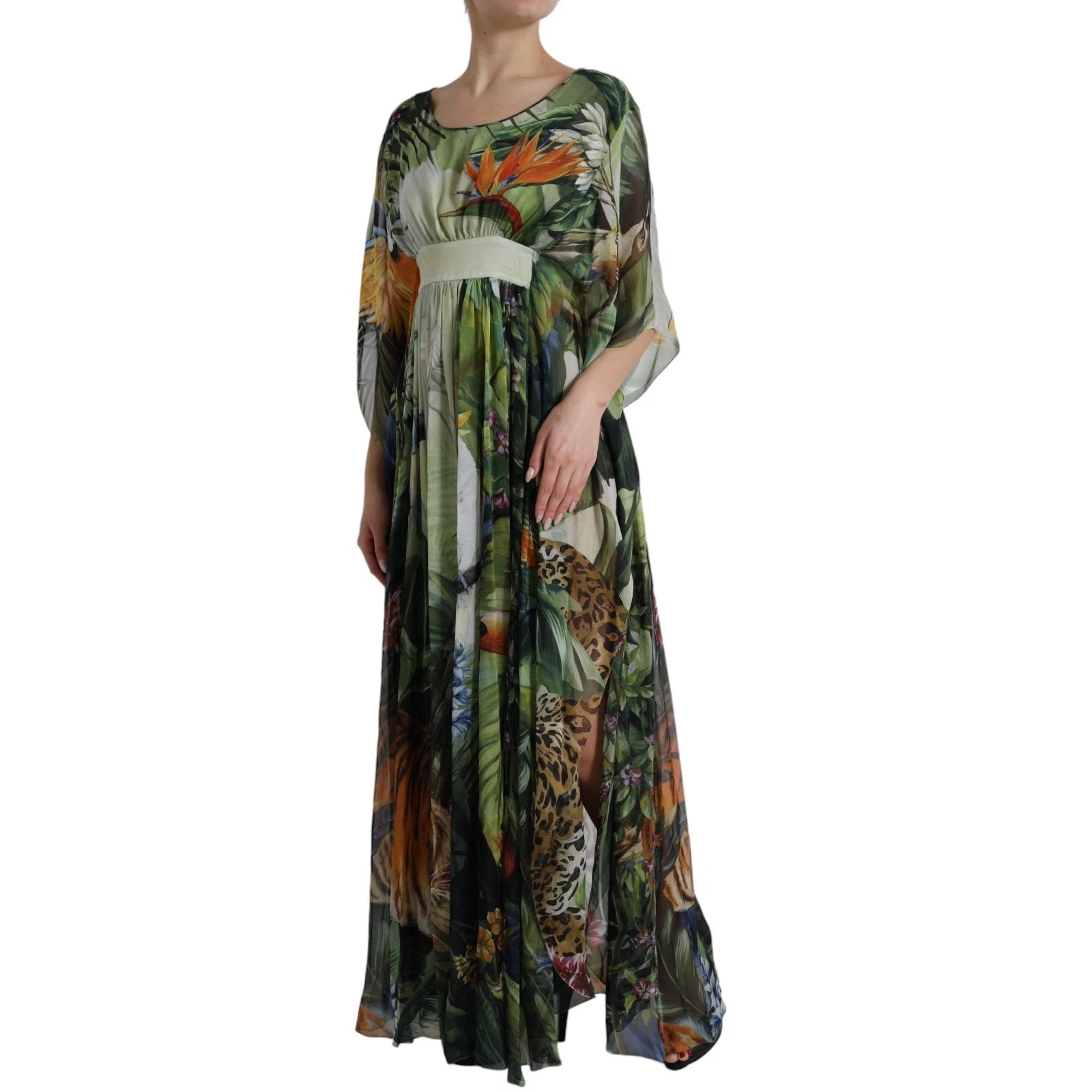 Dolce & Gabbana Multicolor Silk Jungle Print Women Maxi Dress | Regal Royce