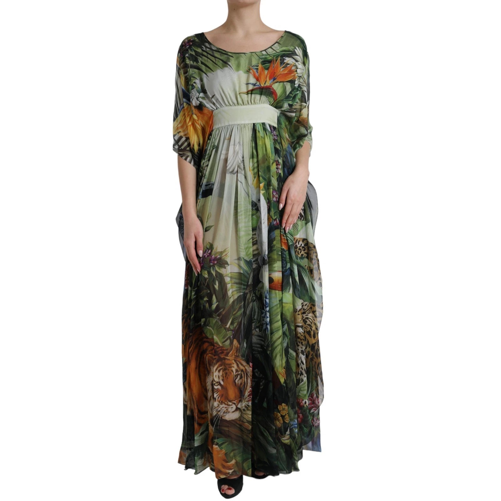 Dolce & Gabbana Multicolor Silk Jungle Print Women Maxi Dress | Regal Royce