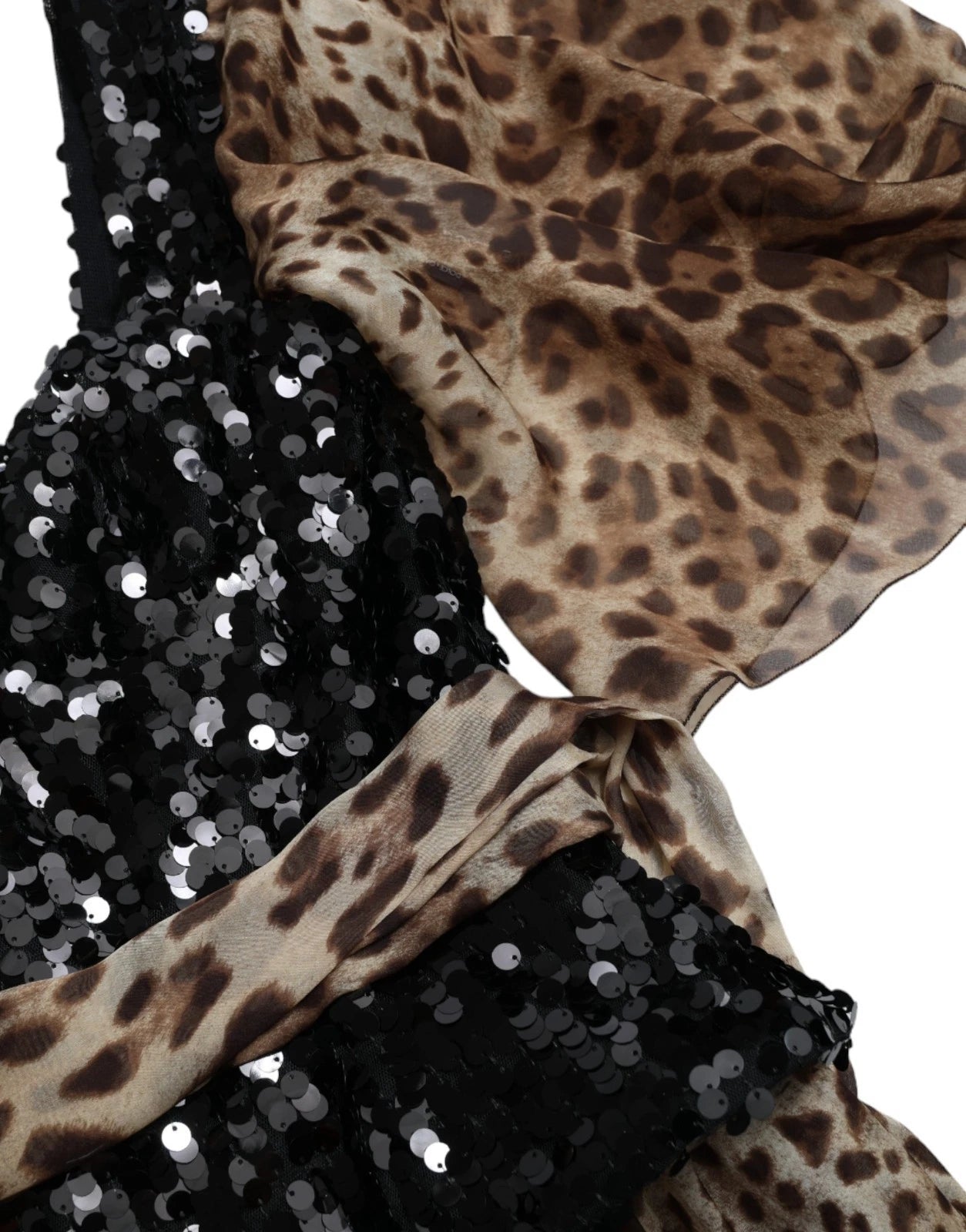 Dolce & Gabbana Leopard Print Silk Sequin Ruffle Maxi Dress | Regal Royce