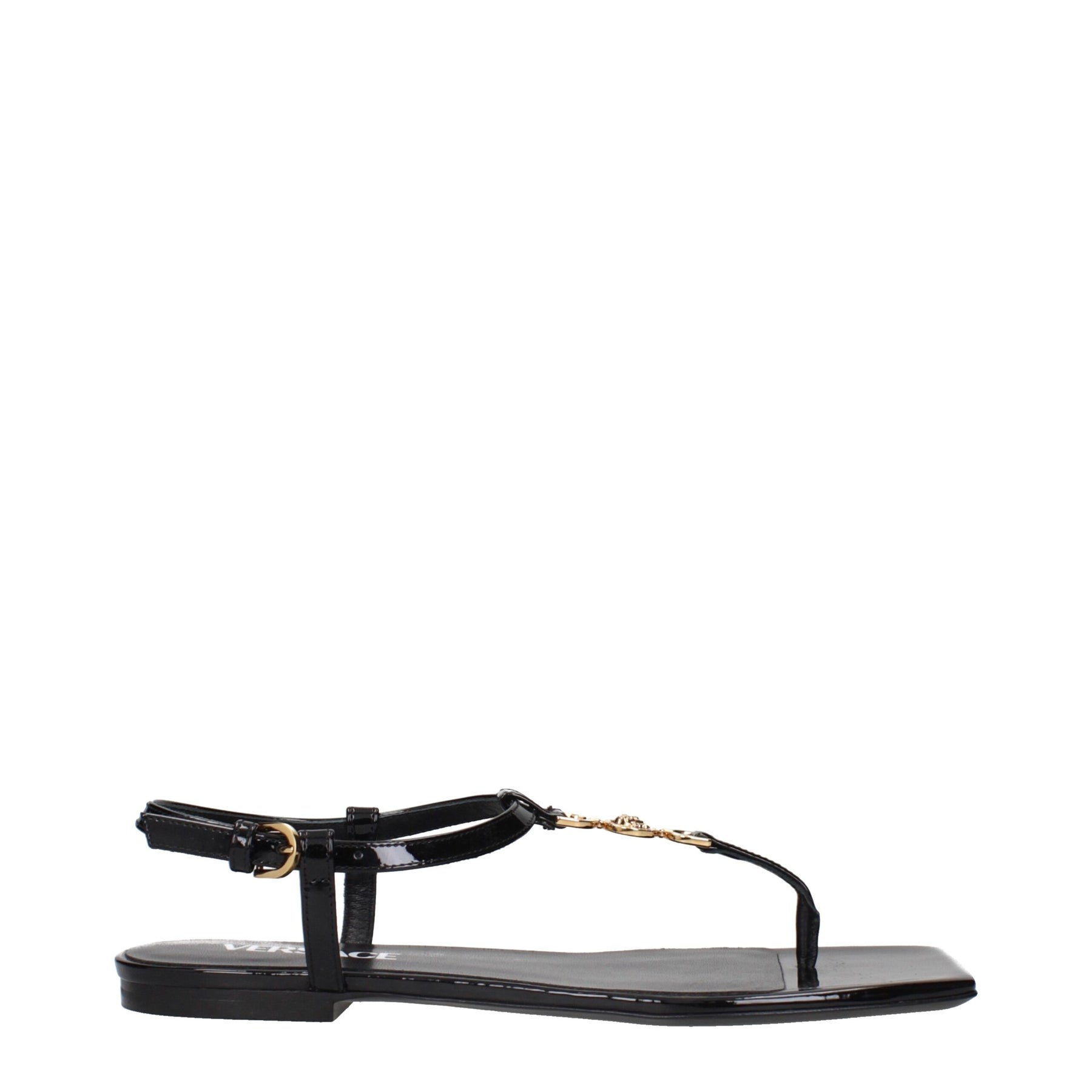 Versace Black Leather Flip-Flop Sandals | Regal Royce