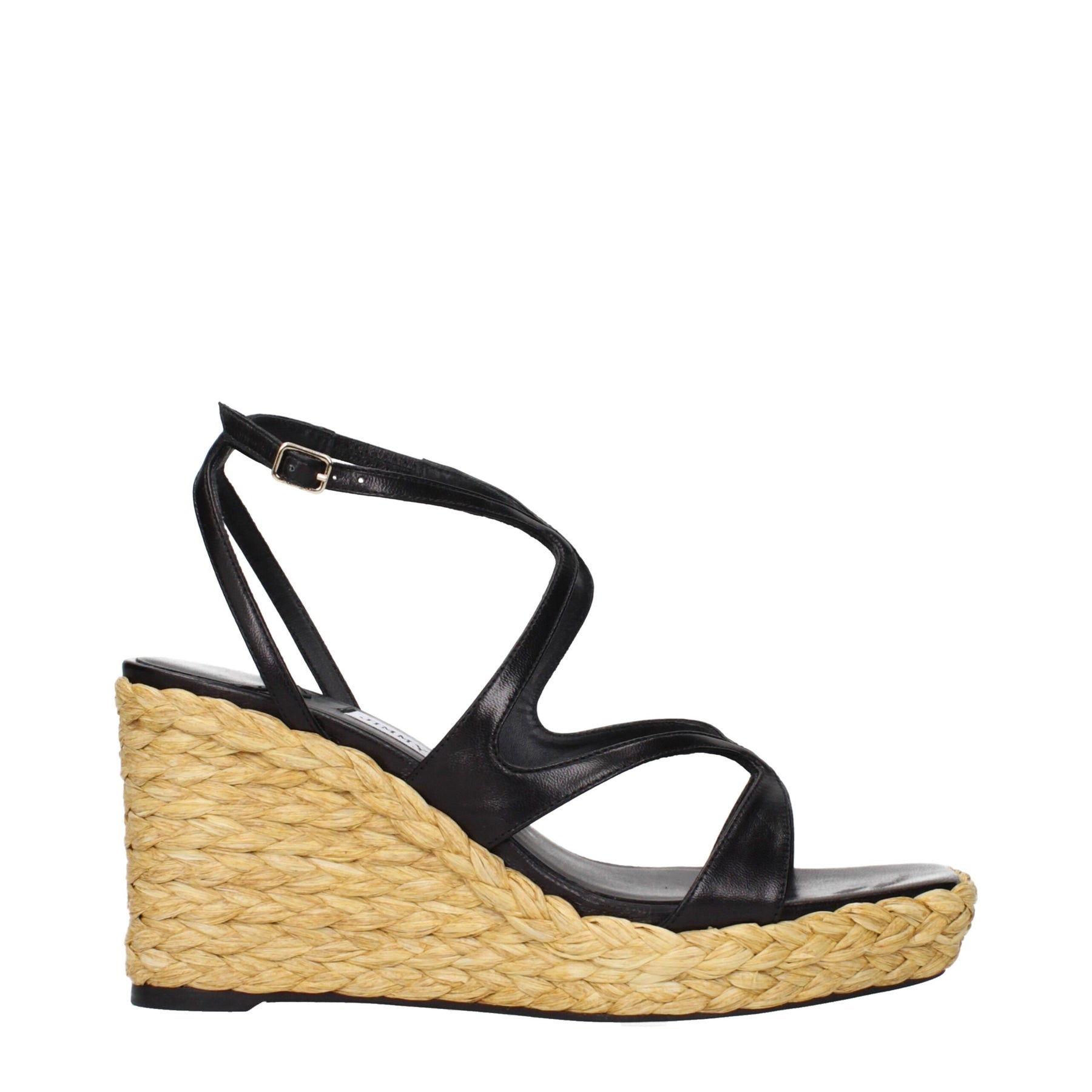 Jimmy Choo Black Leather Wedge Sandals | Regal Royce