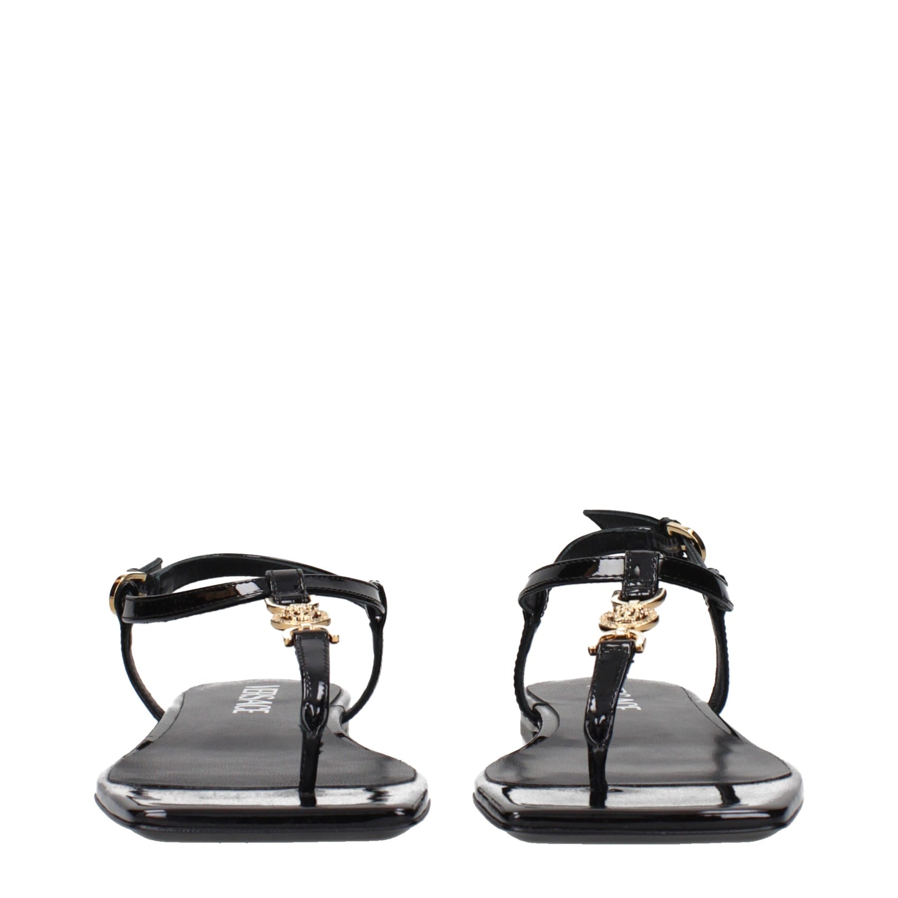 Versace Black Leather Flip-Flop Sandals | Regal Royce