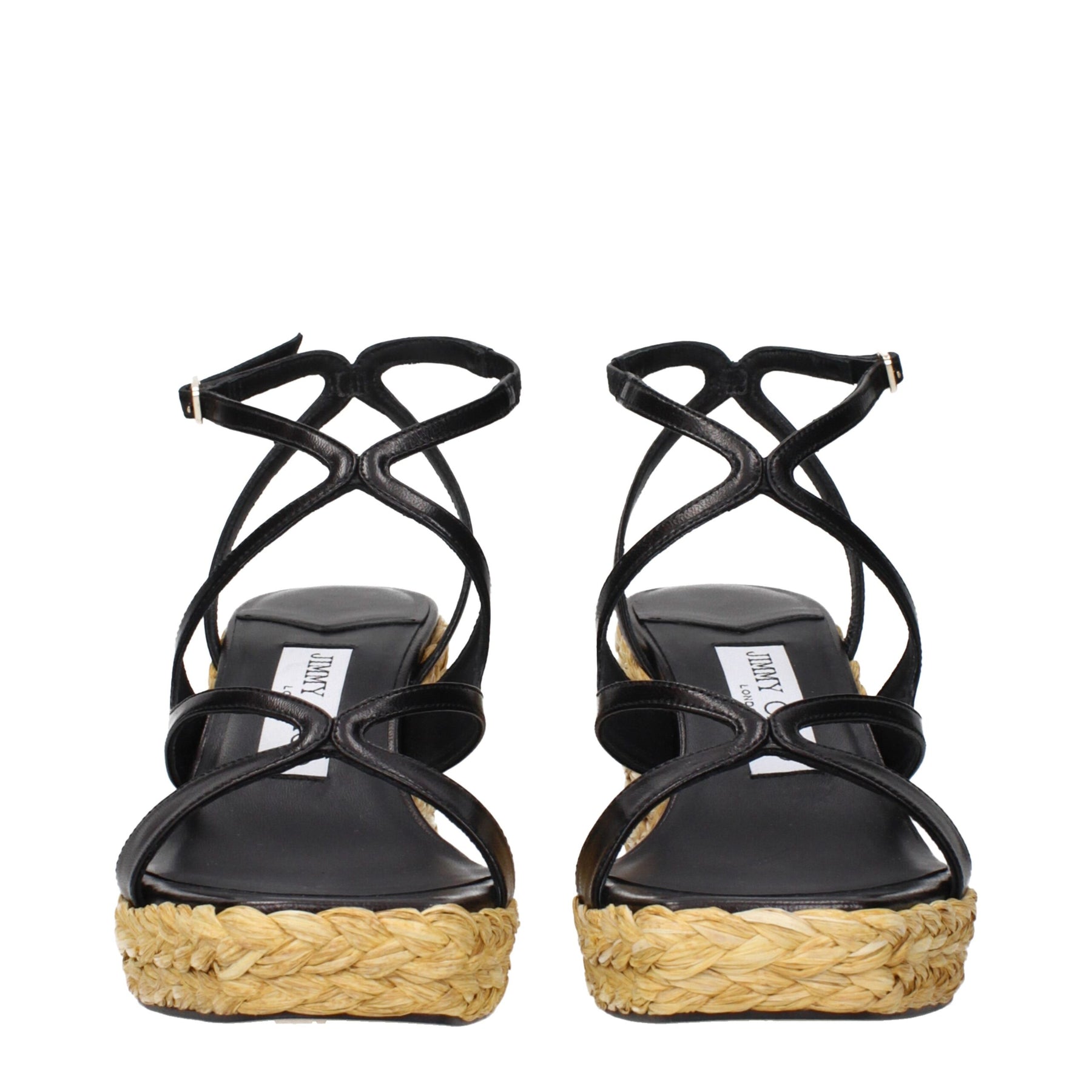 Jimmy Choo Black Leather Wedge Sandals | Regal Royce