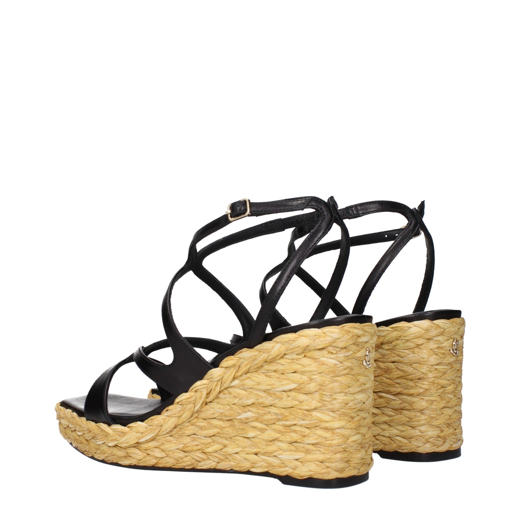 Jimmy Choo Black Leather Wedge Sandals | Regal Royce