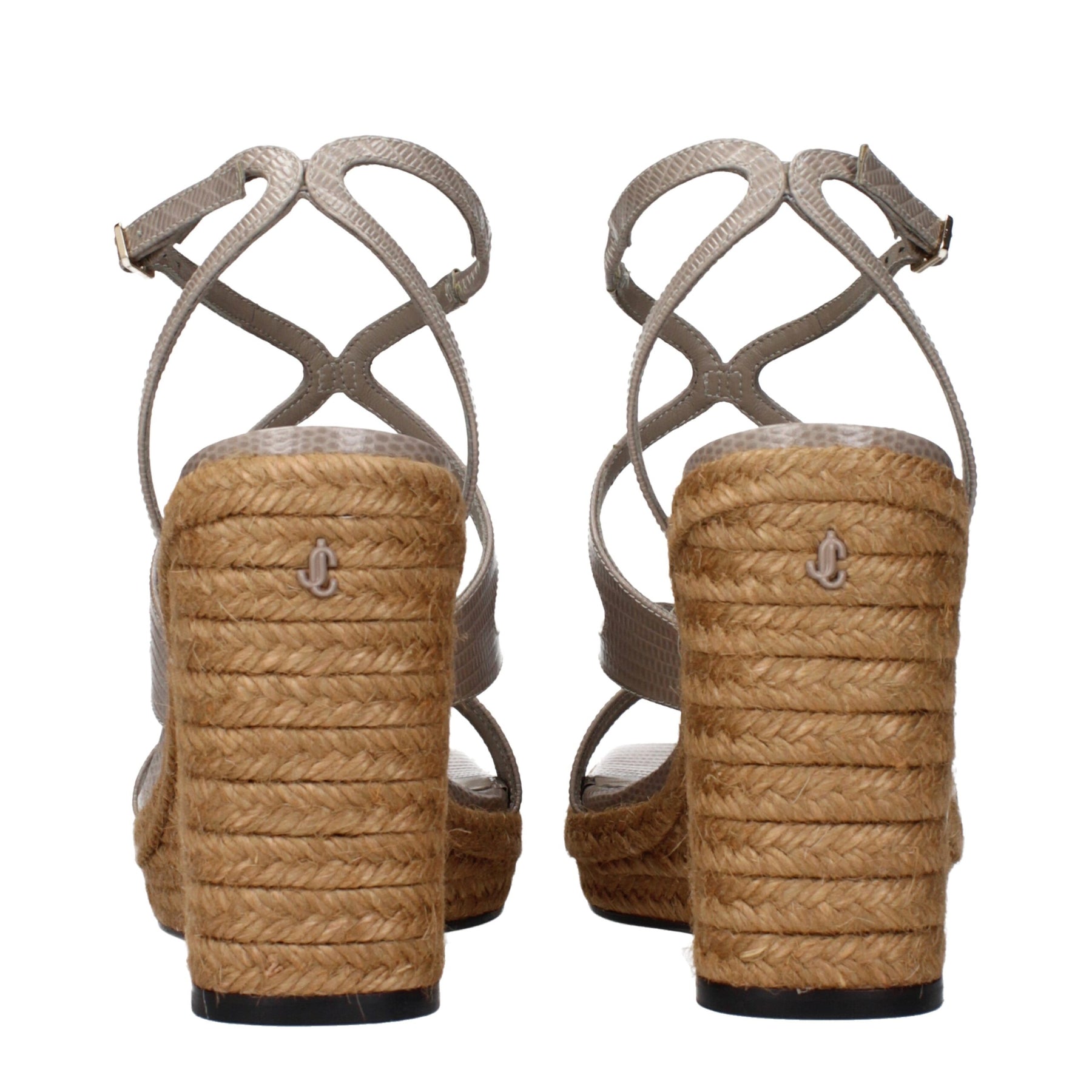 Jimmy Choo Gray Leather Wedge Sandals | Regal Royce