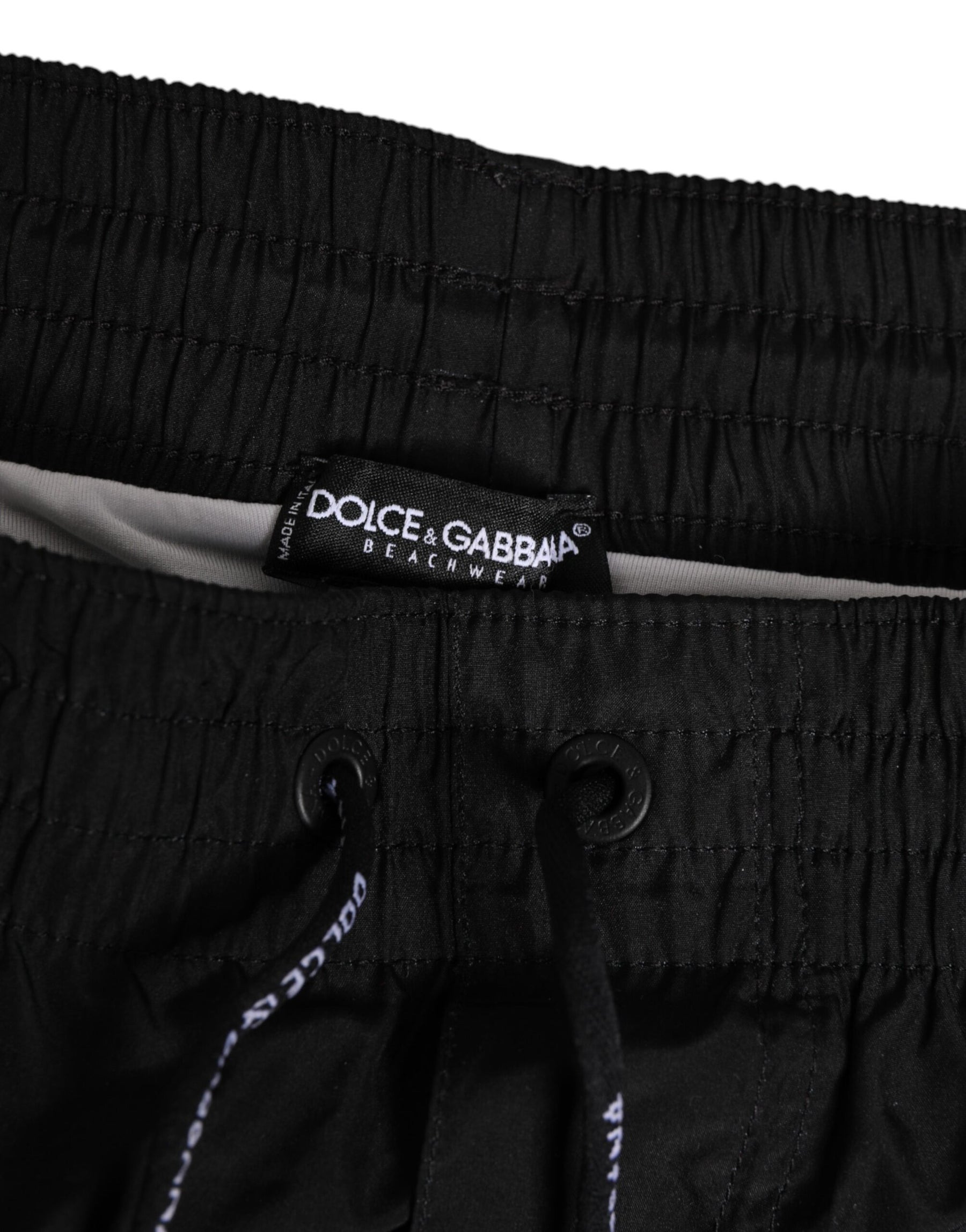 Dolce & Gabbana Black White Striped DG Logo Men Short  Swimwear | Regal Royce
