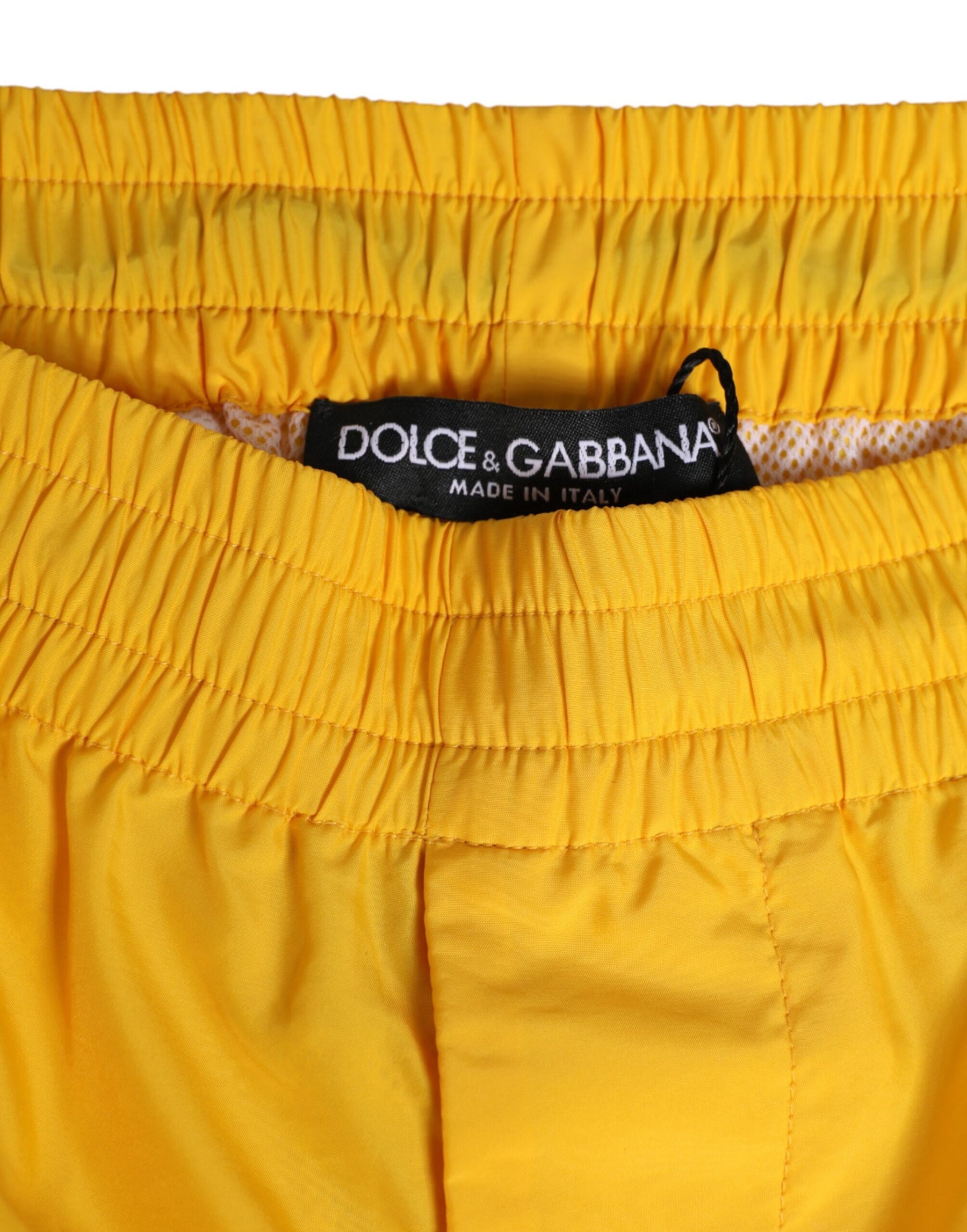 Dolce & Gabbana Yellow Nylon Logo Plaque Boxer Shorts Swimwear | Regal Royce
