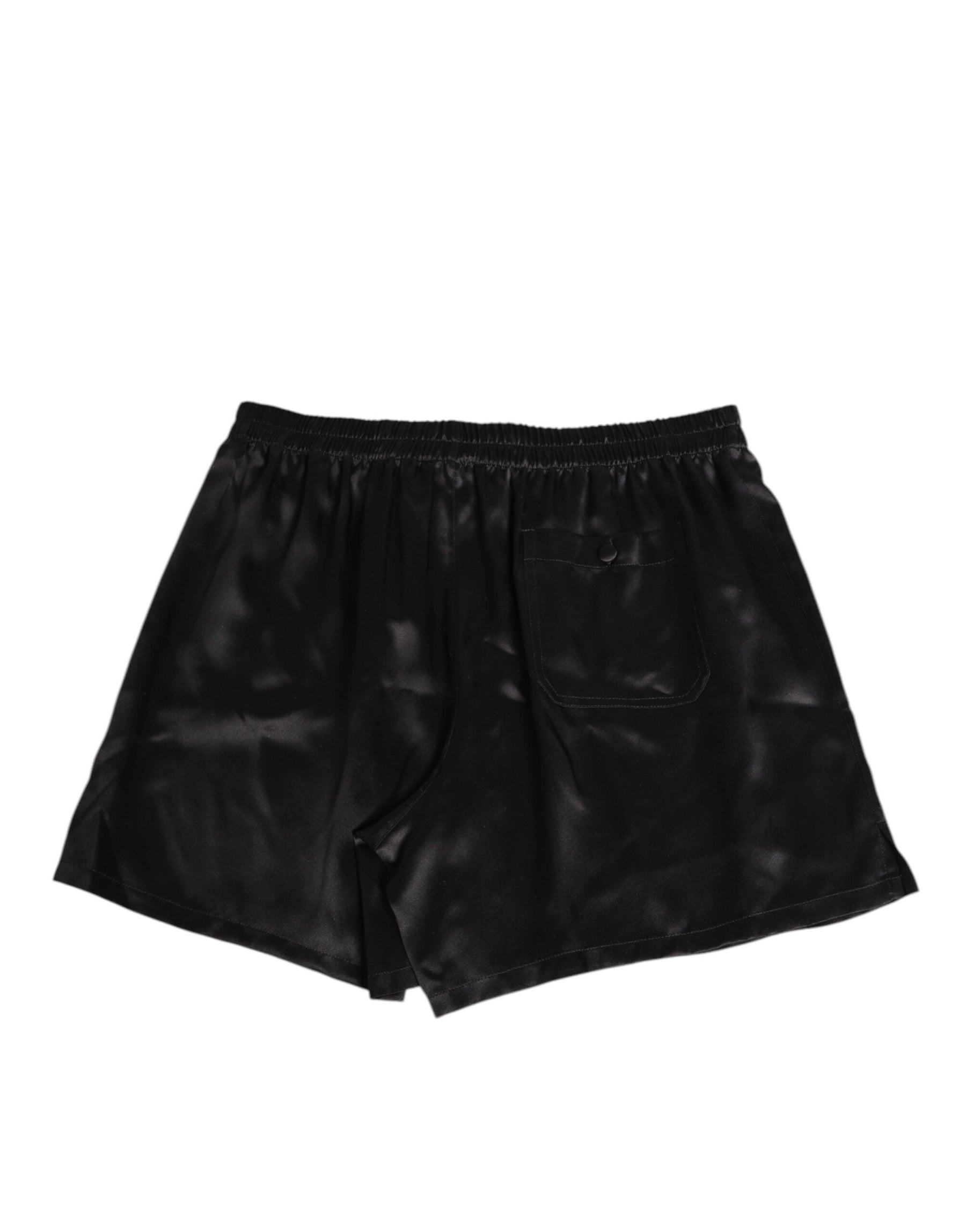 Dolce & Gabbana Black Silk Satin Elastic Men Boxer Short Swimwear | Regal Royce