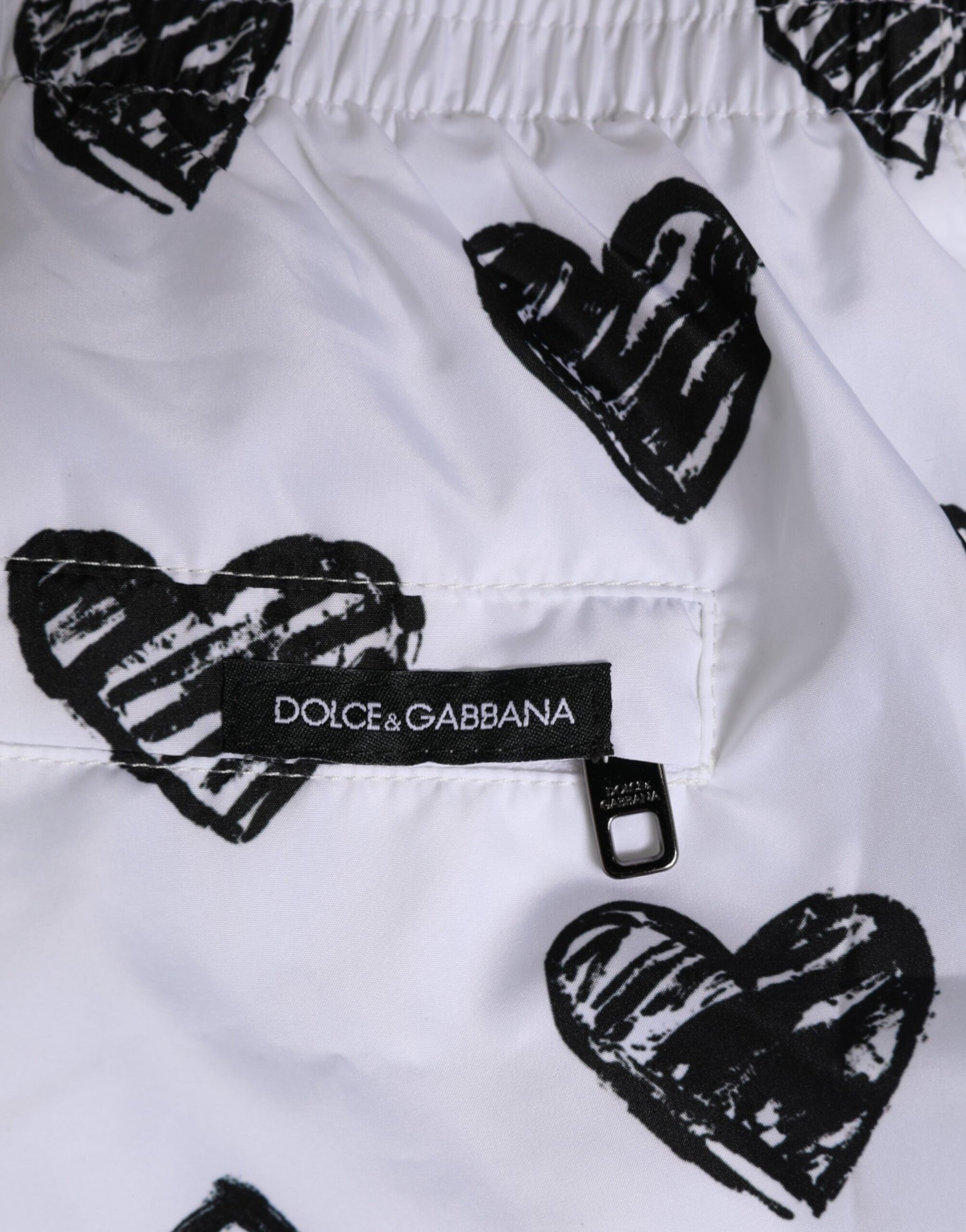 Dolce & Gabbana White Black Heart Print Men Boxer Short Swimwear | Regal Royce
