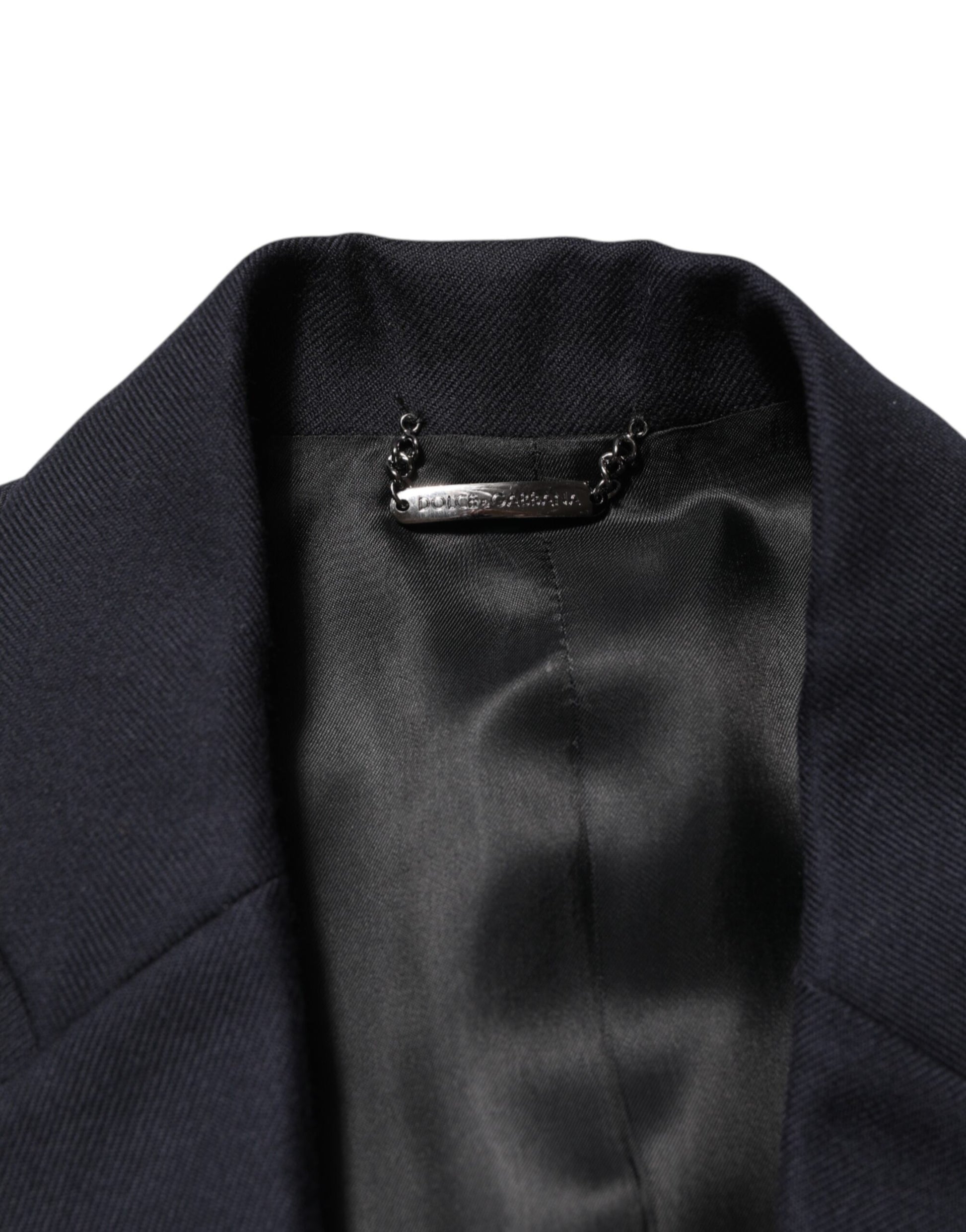 Dolce & Gabbana Dark Blue Wool Men Jacket Coat Blazer Suit