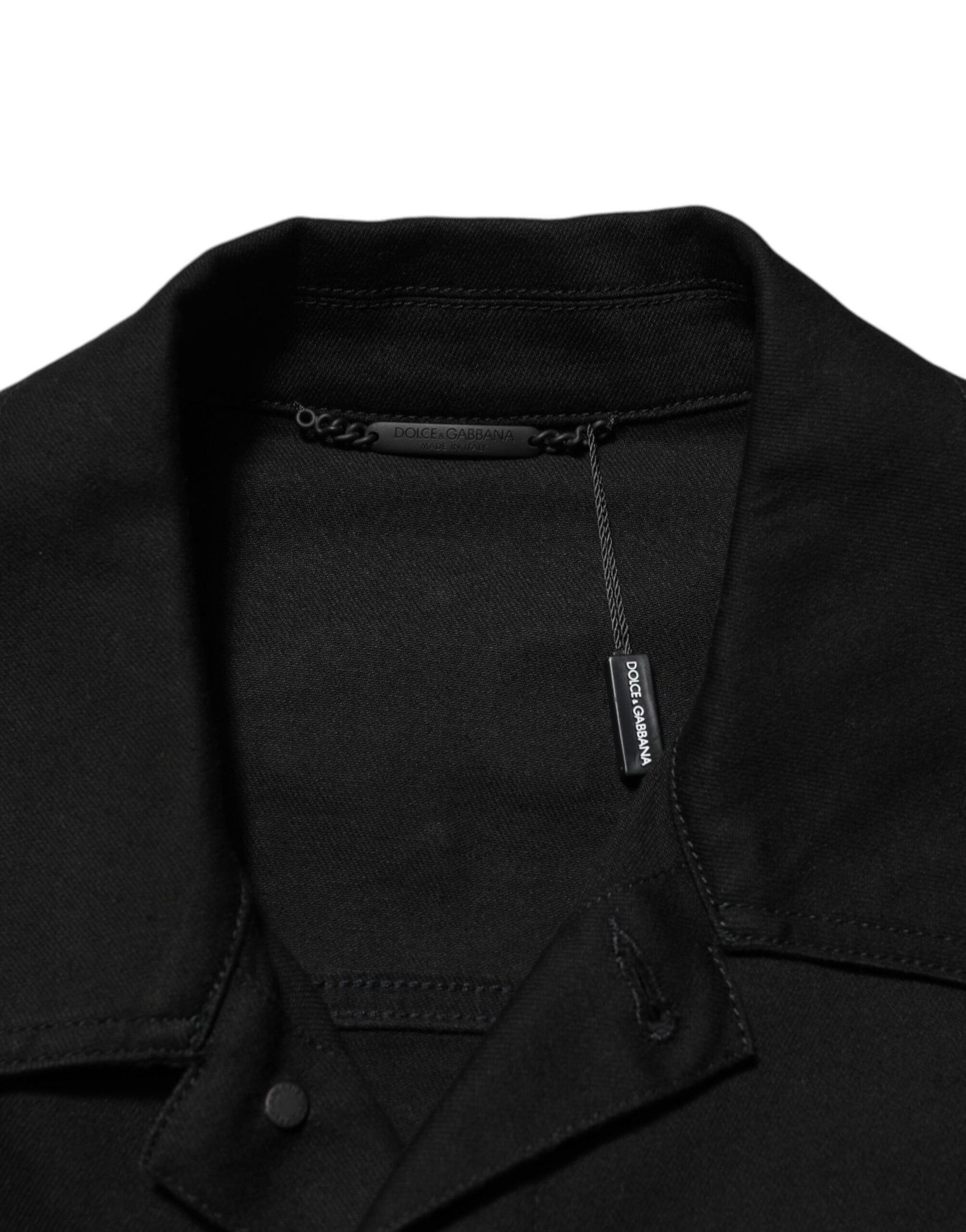 Dolce & Gabbana Black Cotton Denim Stretch Giubbotto Jacket | Regal Royce