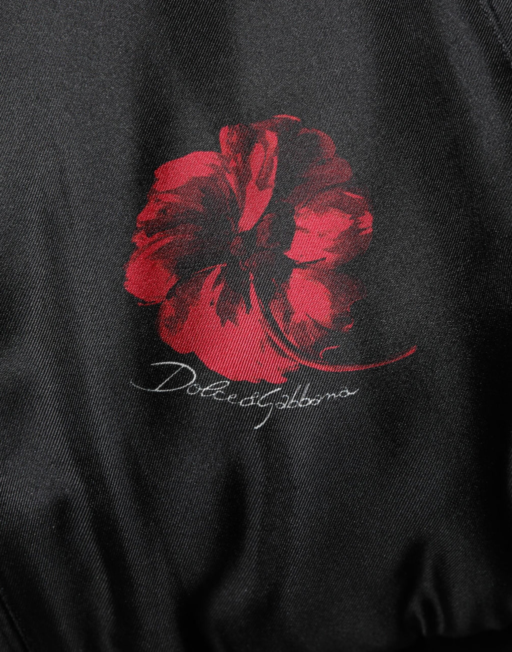 Dolce & Gabbana Black Red Floral Silk Bomber Blouson Jacket