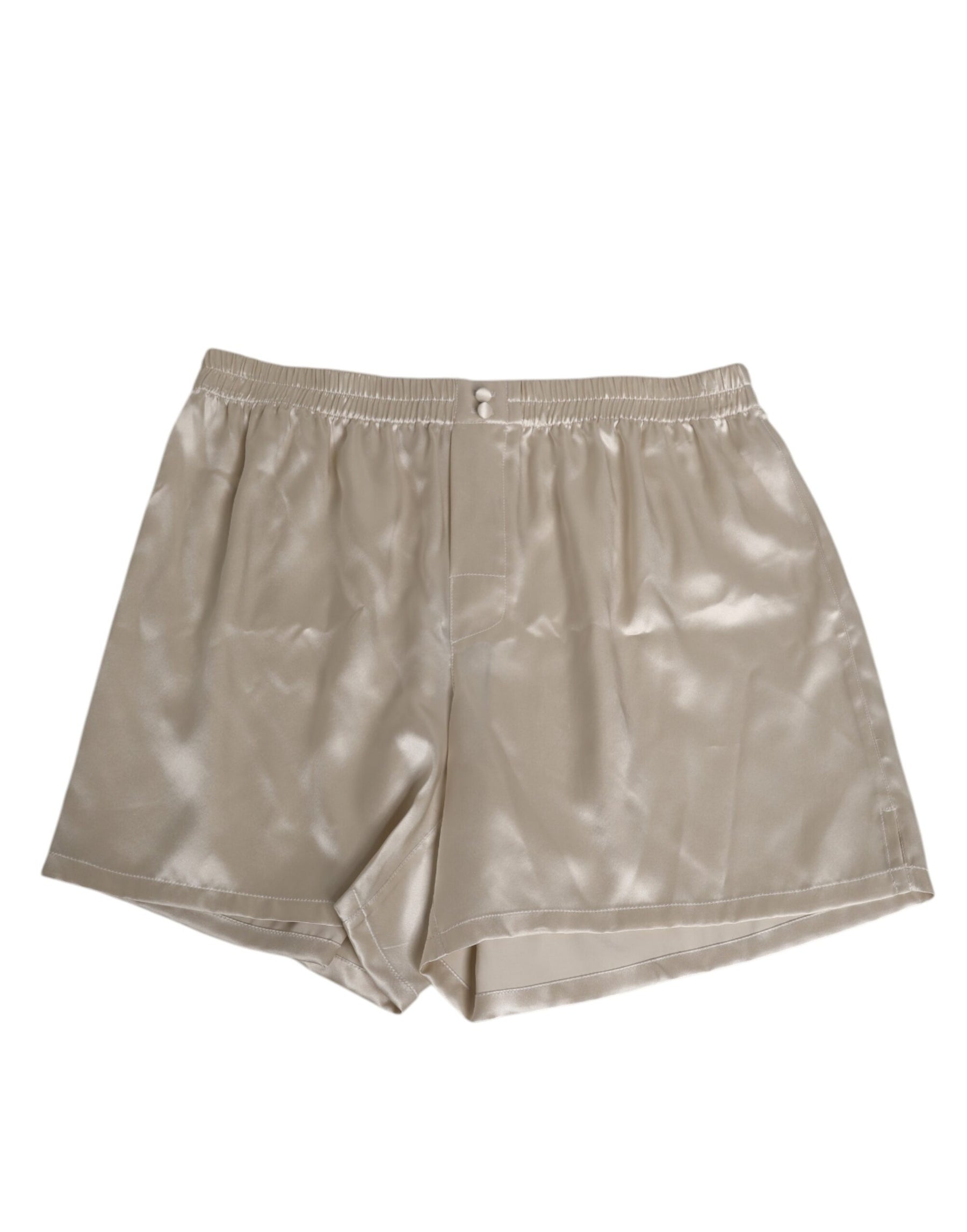 Dolce & Gabbana Beige Silk Satin Elastic Men Boxer Short Swimwear | Regal Royce