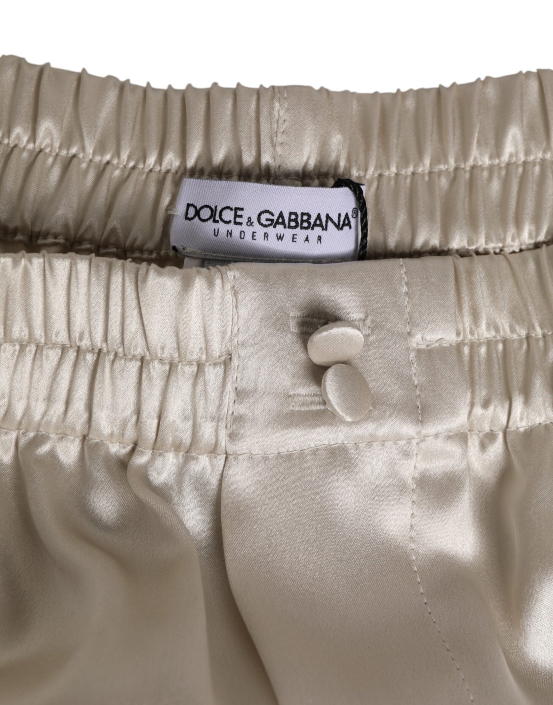 Dolce & Gabbana Beige Silk Satin Elastic Men Boxer Short Swimwear | Regal Royce