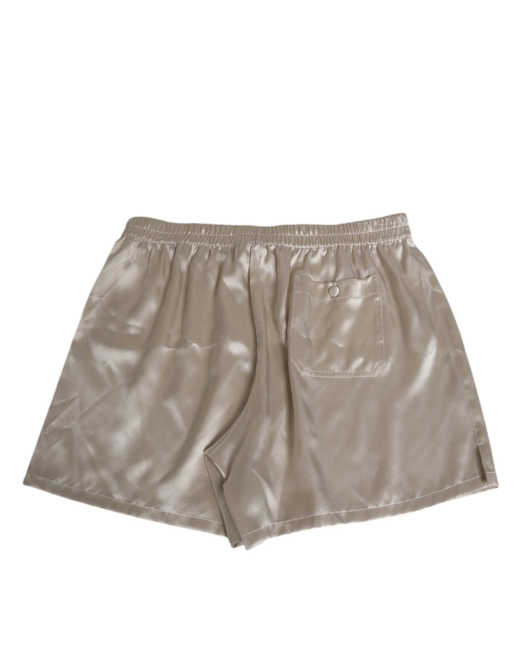 Dolce & Gabbana Beige Silk Satin Elastic Men Boxer Short Swimwear | Regal Royce