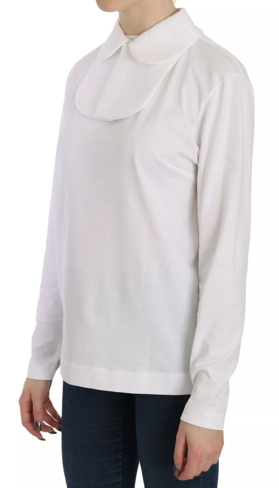 Dolce & Gabbana White Cotton Longsleeve Collared Blouse | Regal Royce