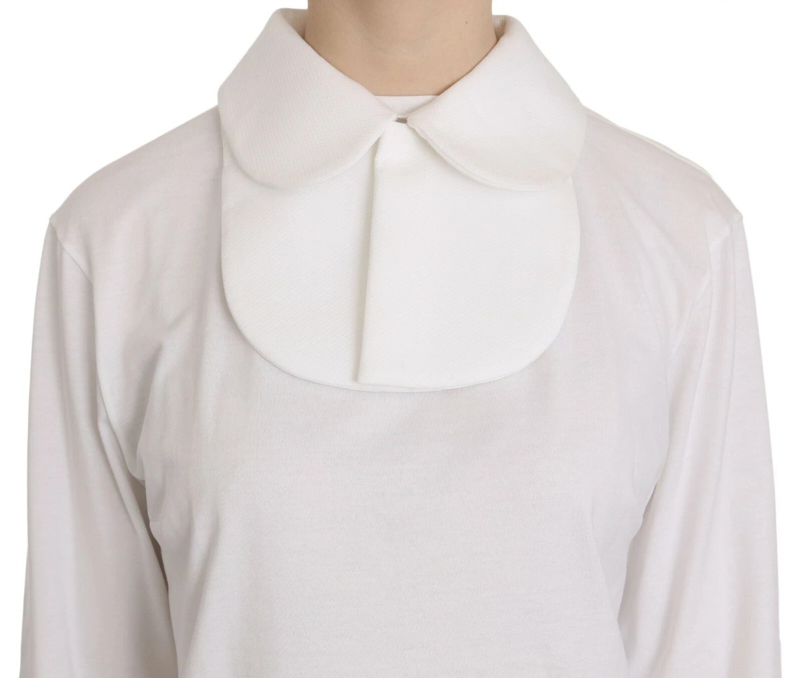 Dolce & Gabbana White Cotton Longsleeve Collared Blouse | Regal Royce