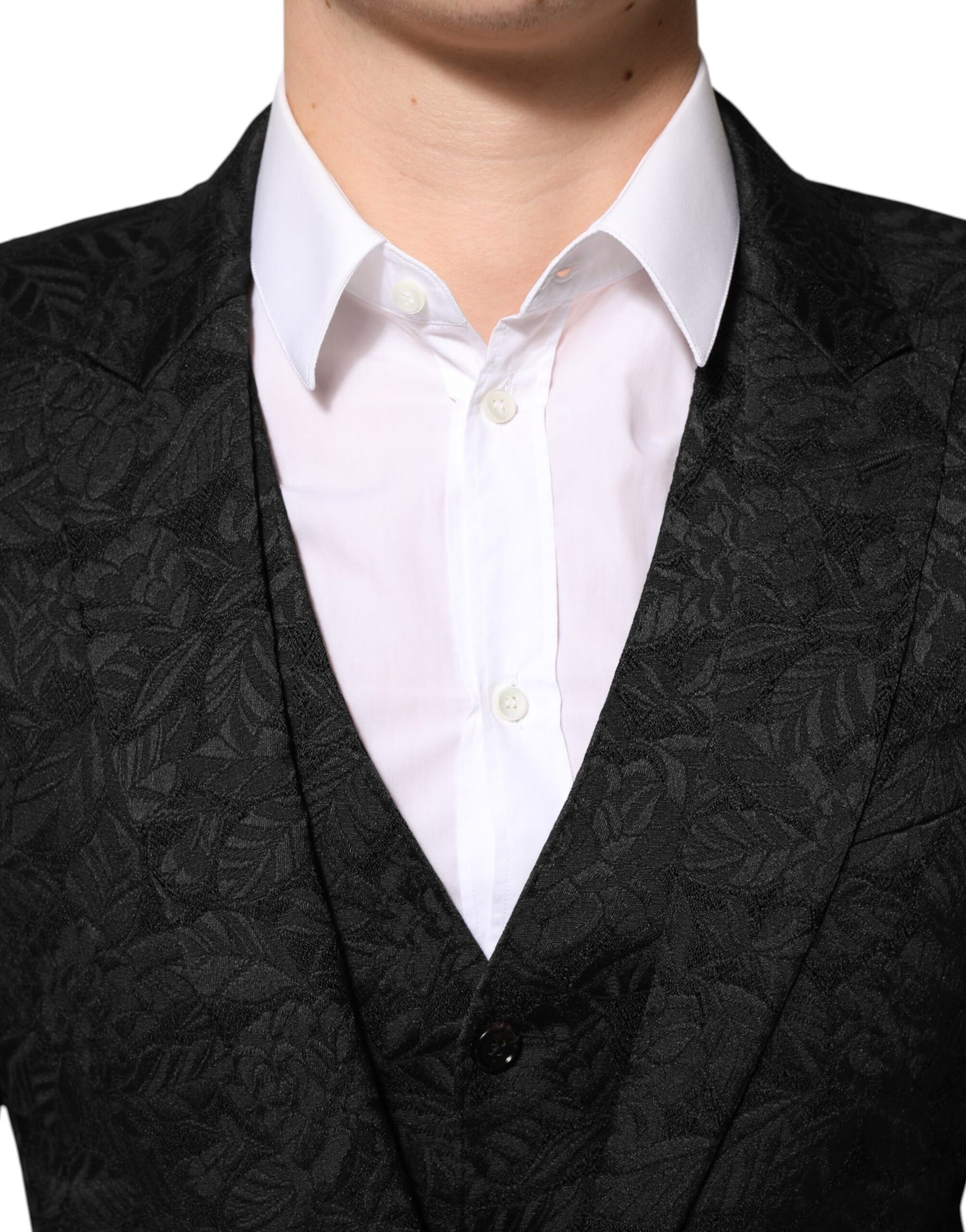 Dolce & Gabbana Black 3 Piece Brocade Jacquard Suit MARTINI | Regal Royce
