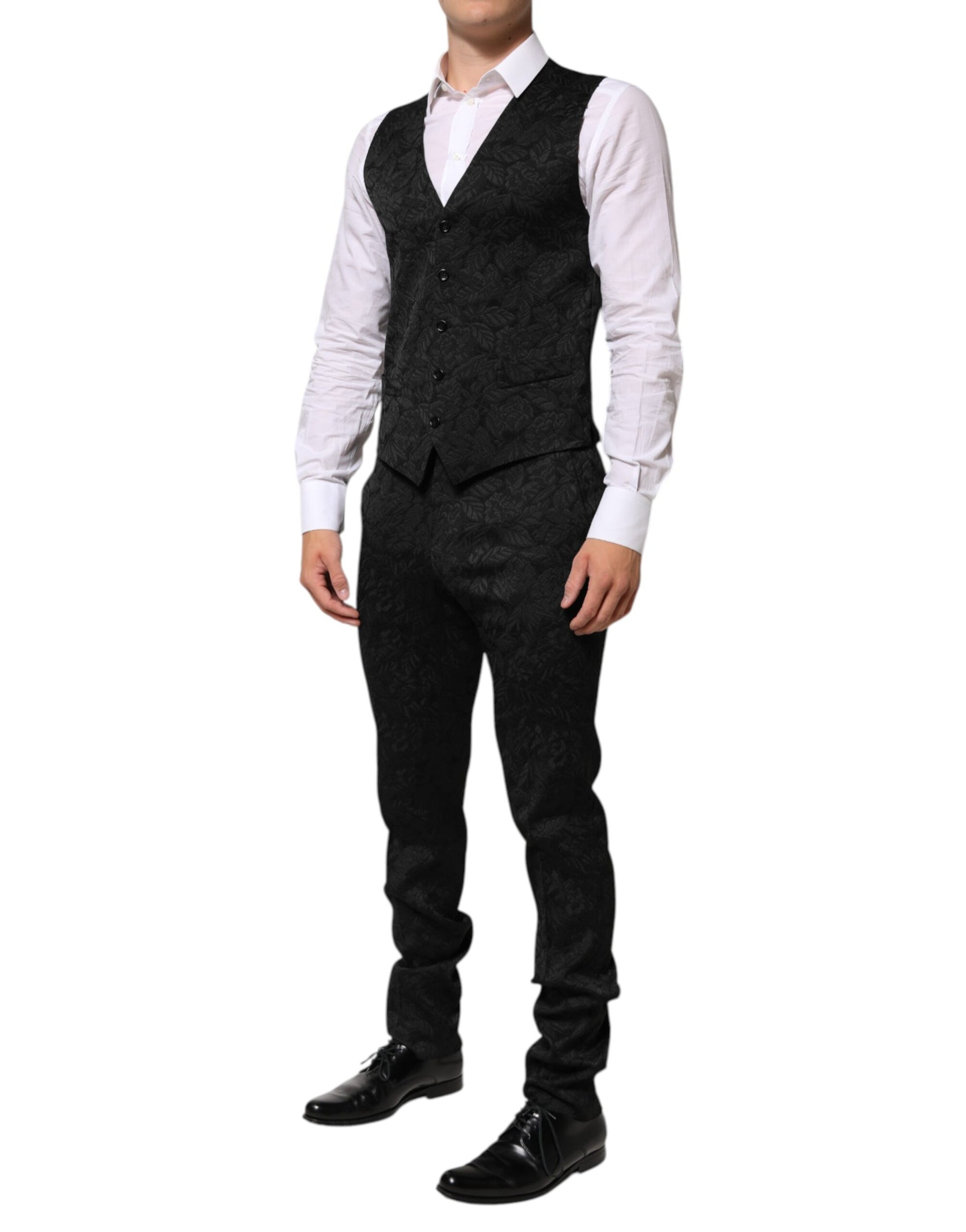 Dolce & Gabbana Black 3 Piece Brocade Jacquard Suit MARTINI | Regal Royce