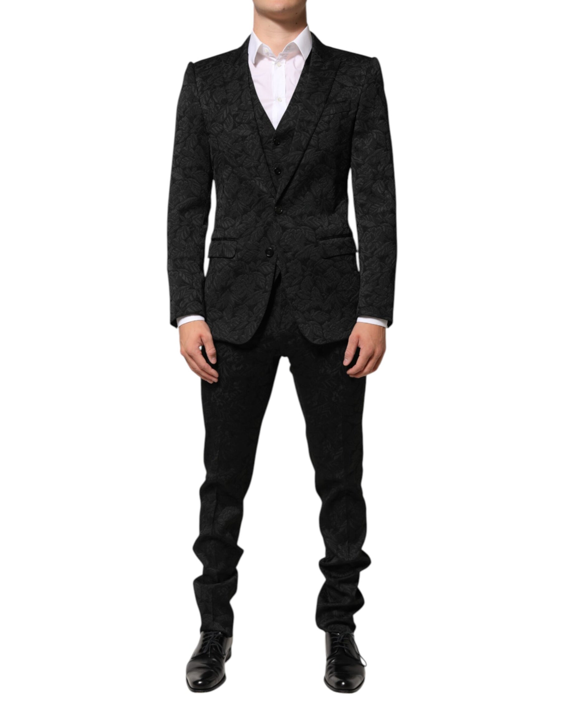 Dolce & Gabbana Black 3 Piece Brocade Jacquard Suit MARTINI | Regal Royce