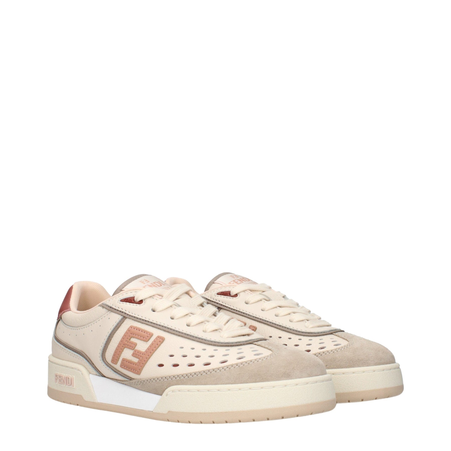 Fendi Beige Leather Low Top Sneakers | Regal Royce
