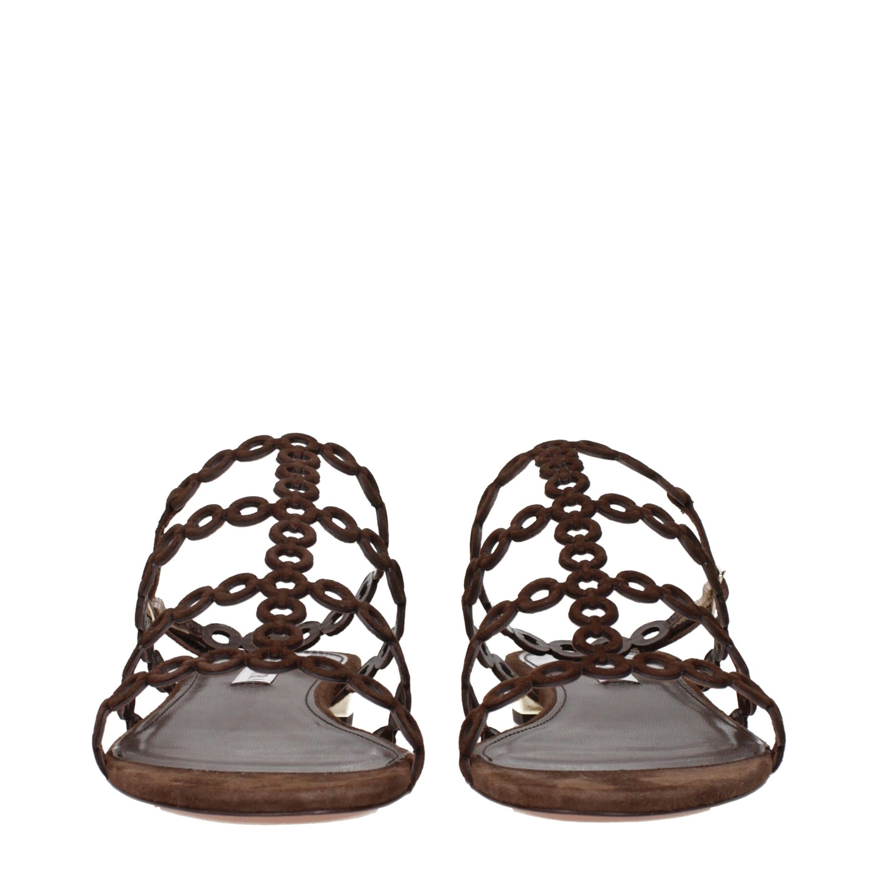 Aquazzura Brown Leather Flat Sandals | Regal Royce