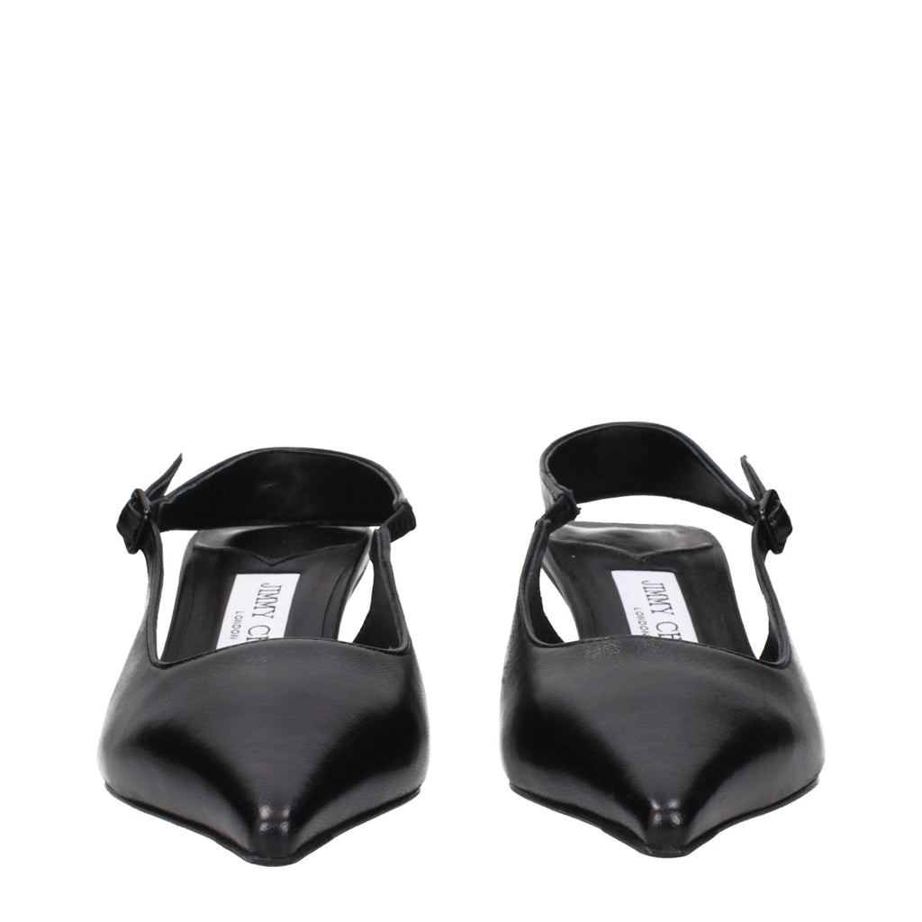 Jimmy Choo Black Leather Flat Sandals