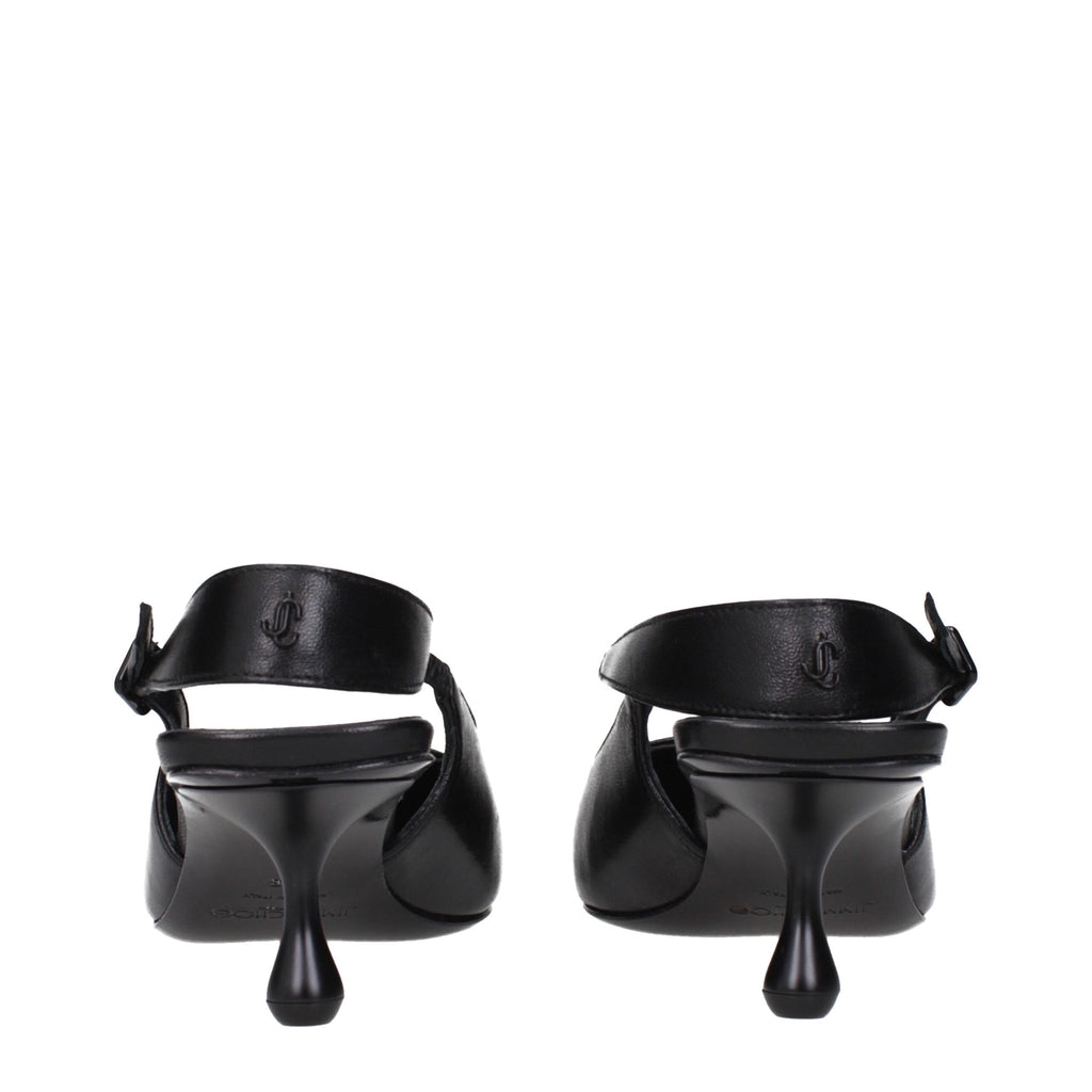 Jimmy Choo Black Leather Flat Sandals