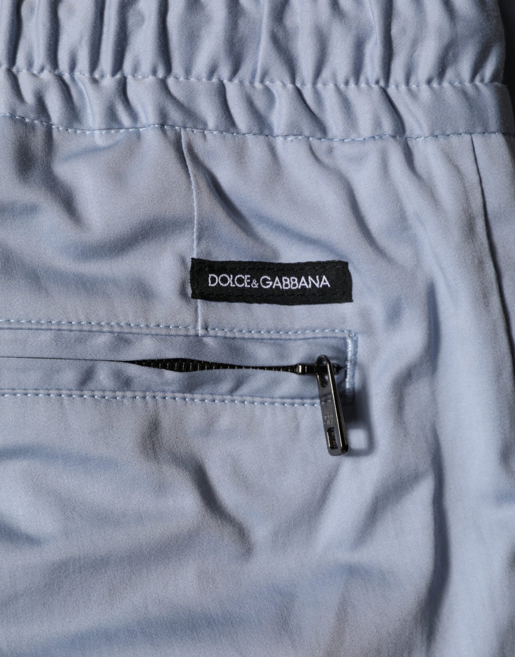 Dolce & Gabbana Light Blue Cotton Drawstring Elastic Waist Men Pants | Regal Royce