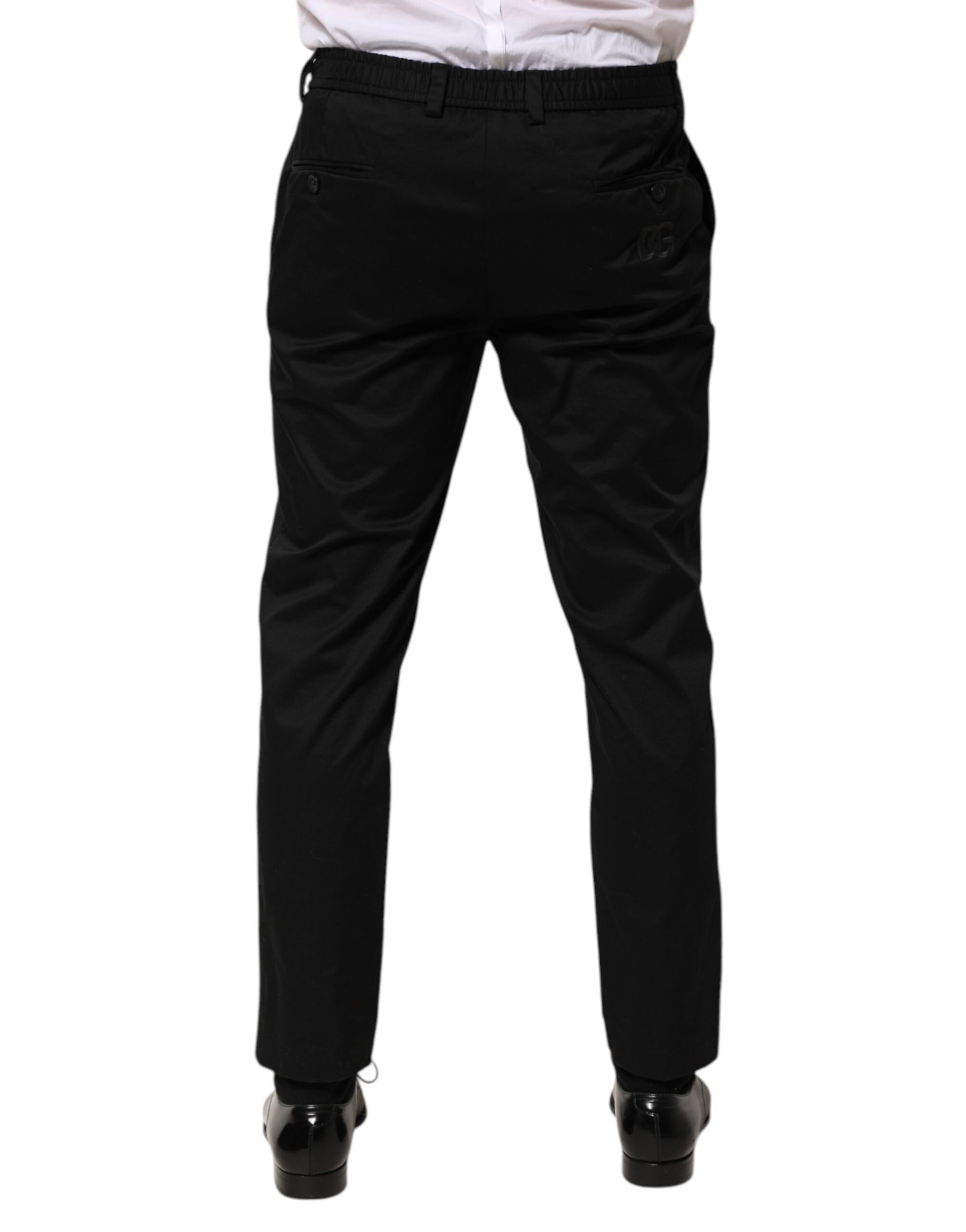 Dolce & Gabbana Black Cotton Tapered Men Formal Trousers Pants | Regal Royce