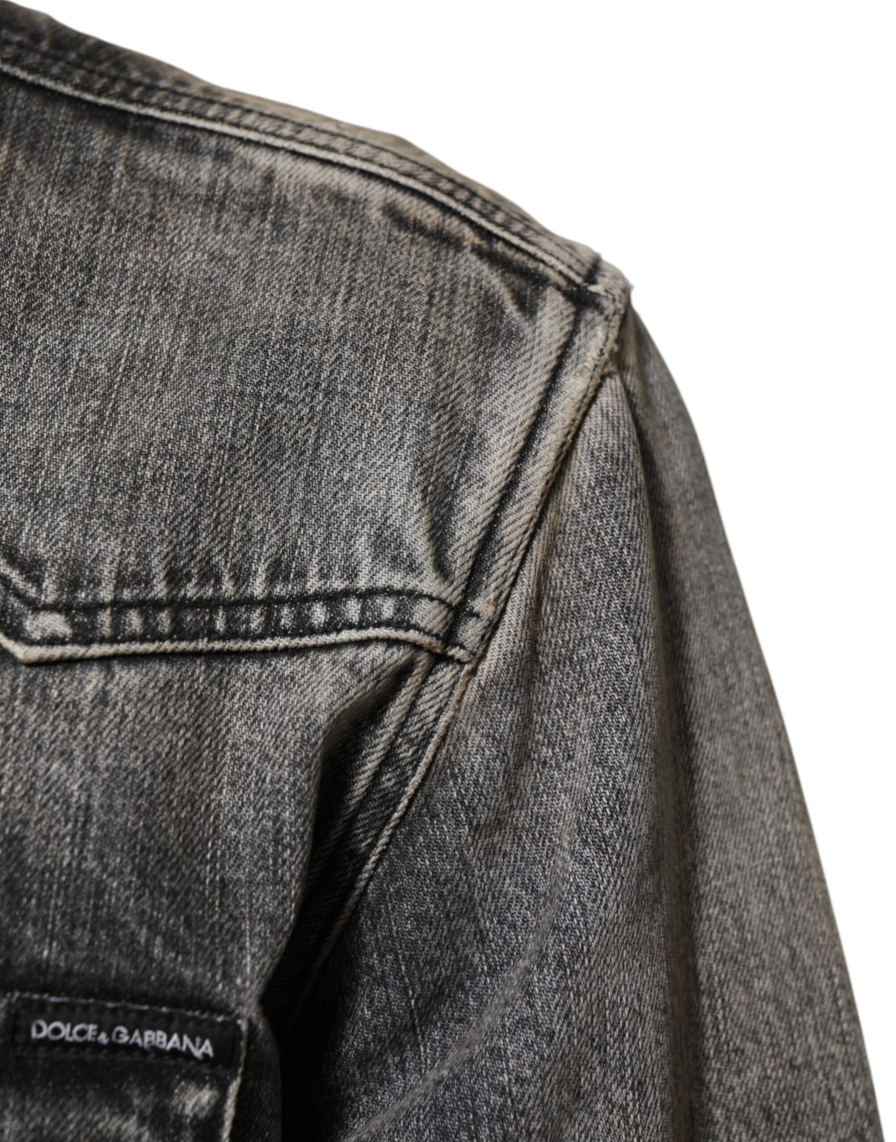 Dolce & Gabbana Black Washed Cotton Snap Long Sleeve Casual Shirt | Regal Royce