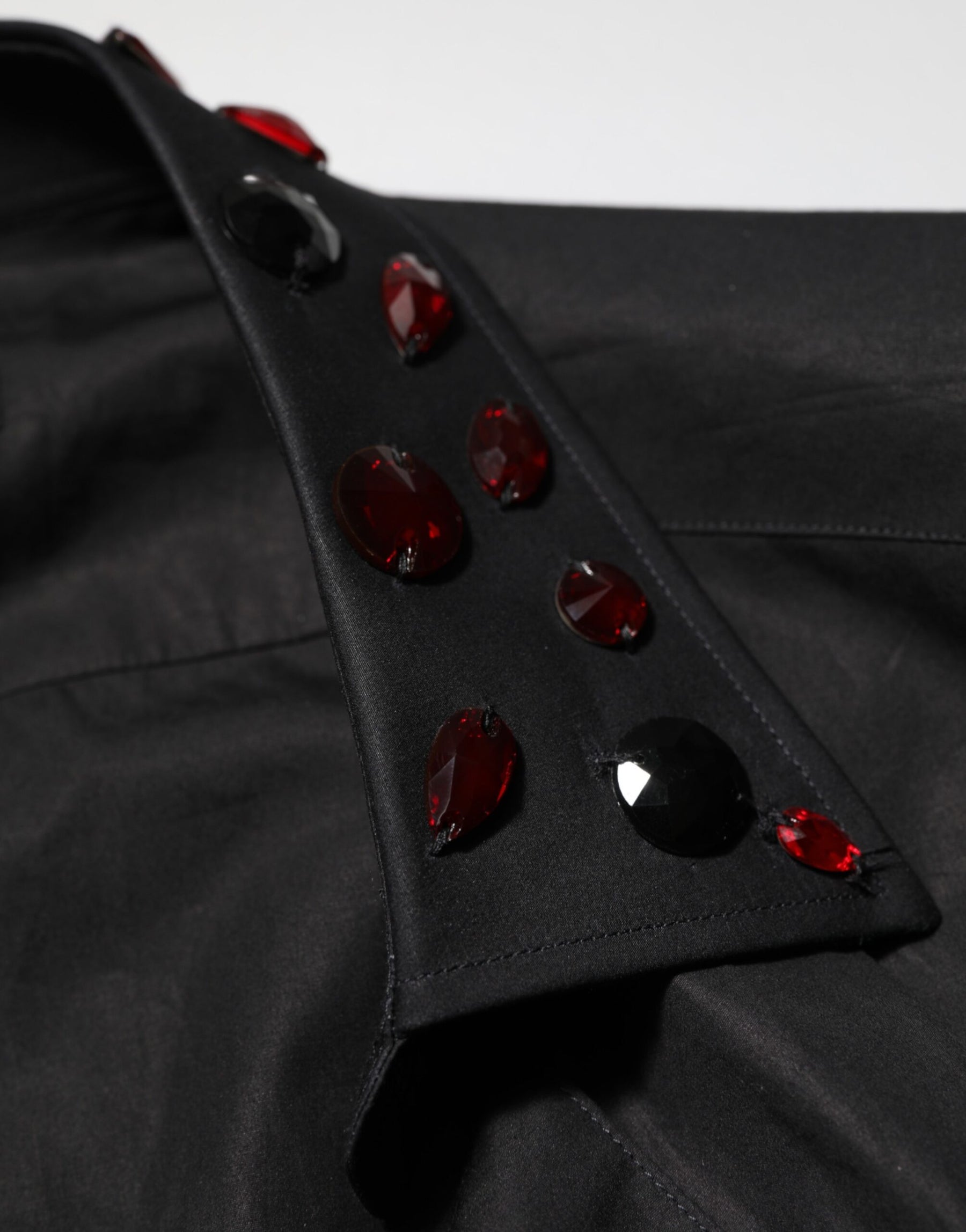 Dolce & Gabbana Black Cotton Embellished Collar Men’s Shirt | Regal Royce
