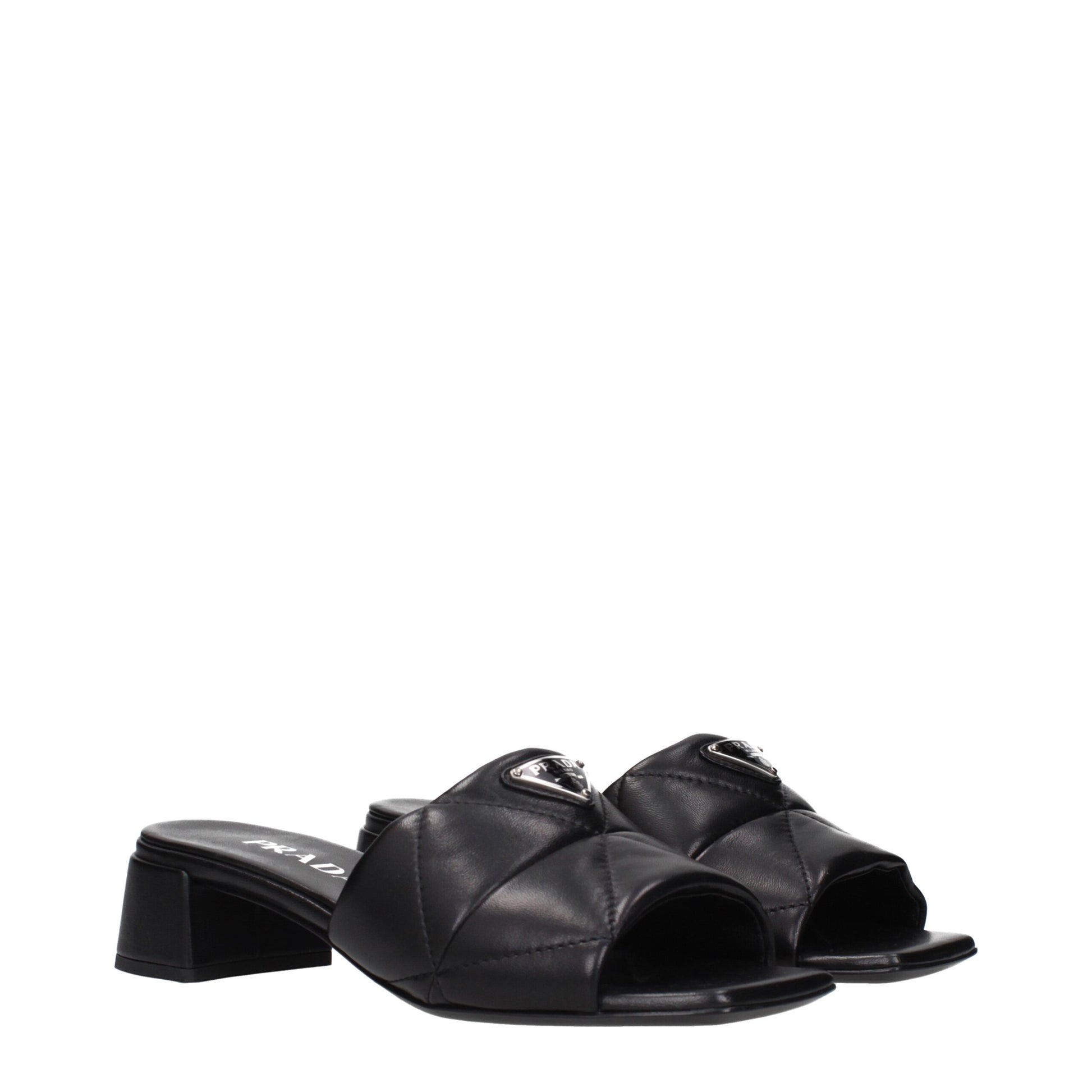 Prada Black Leather Flat Sandals
