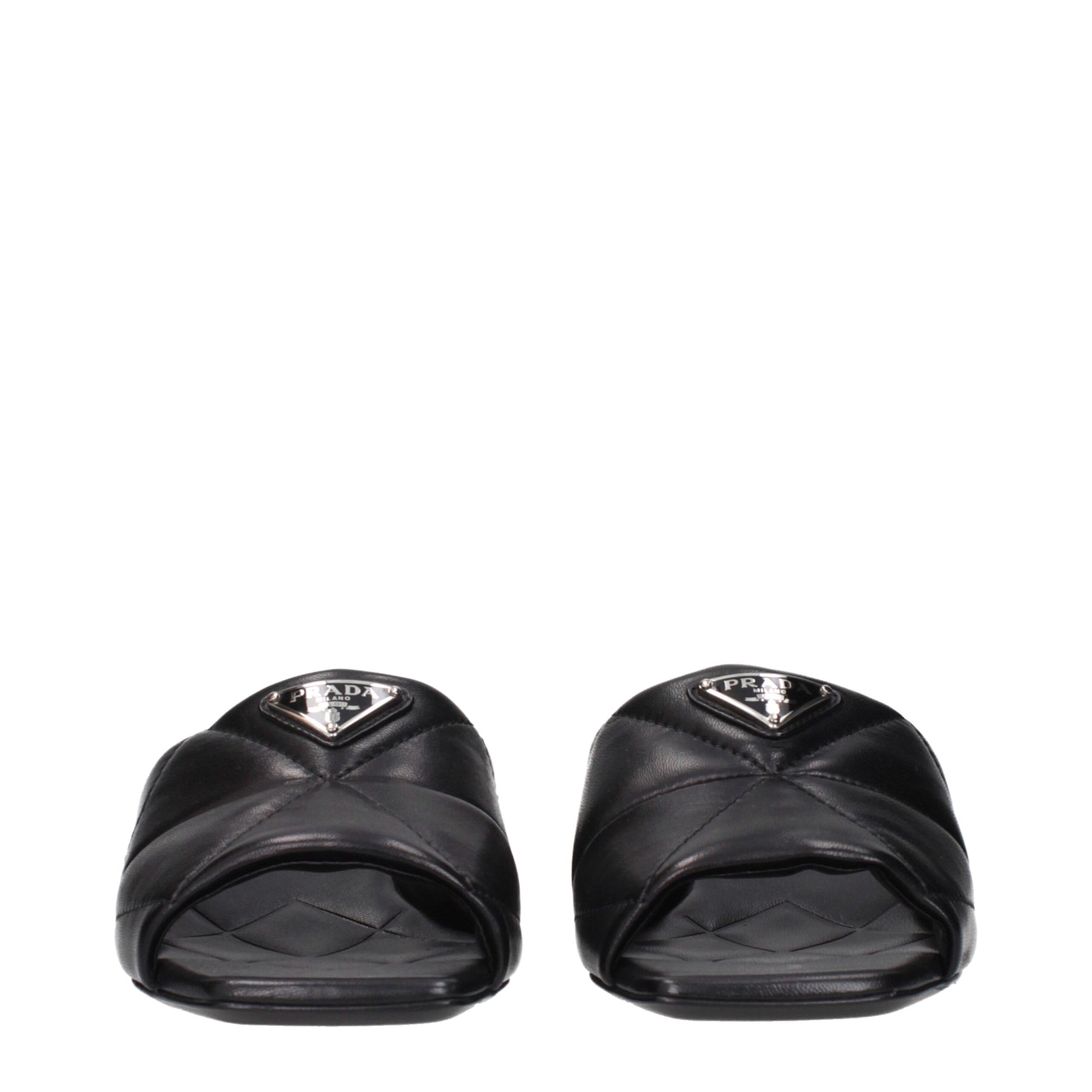 Prada Black Leather Flat Sandals | Regal Royce