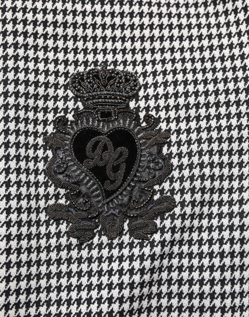 Dolce & Gabbana Black White Houndstooth Wool Crest Jacket Sweater