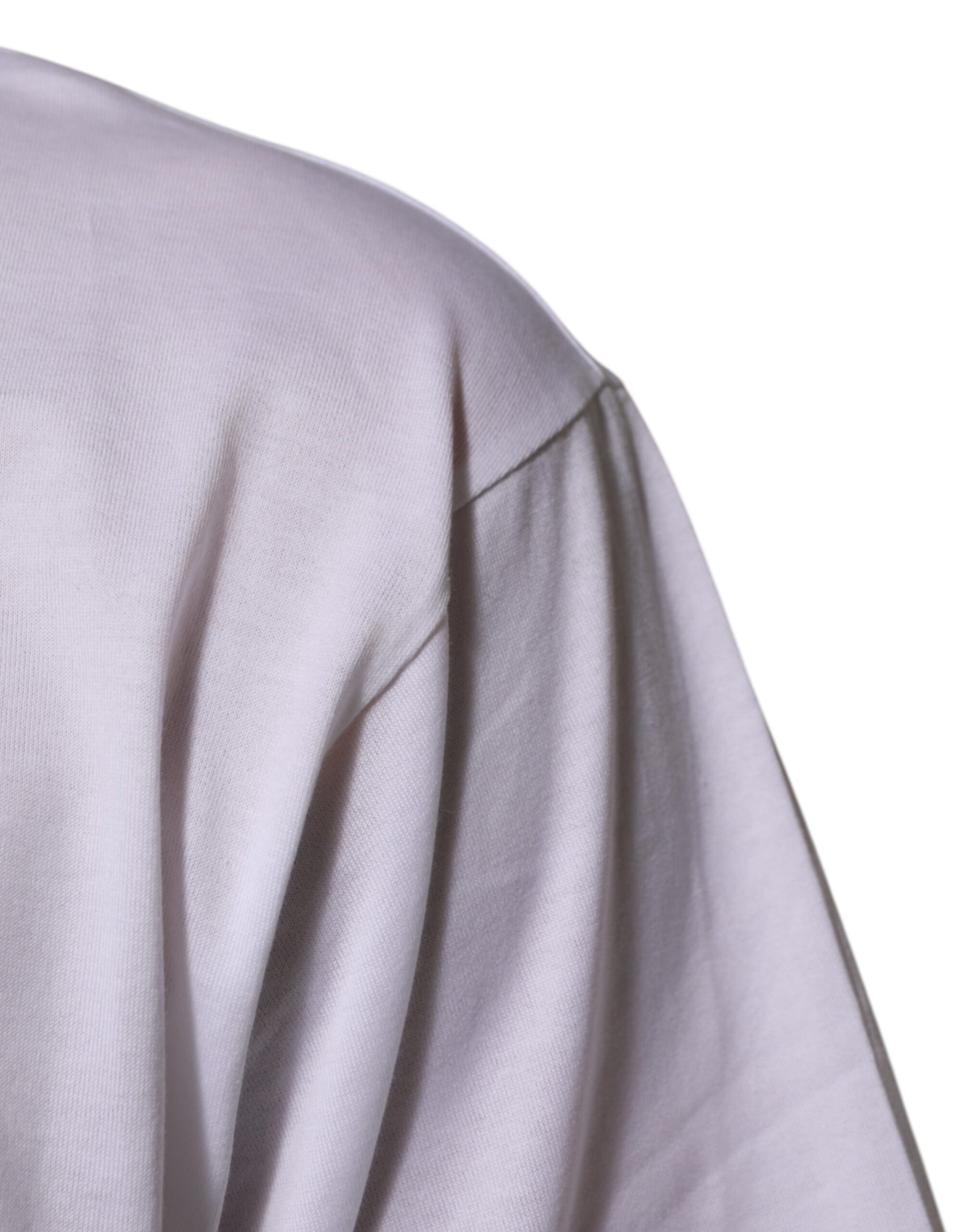 Dolce & Gabbana White Cotton Logo Patch Crew Neck Men T-shirt | Regal Royce