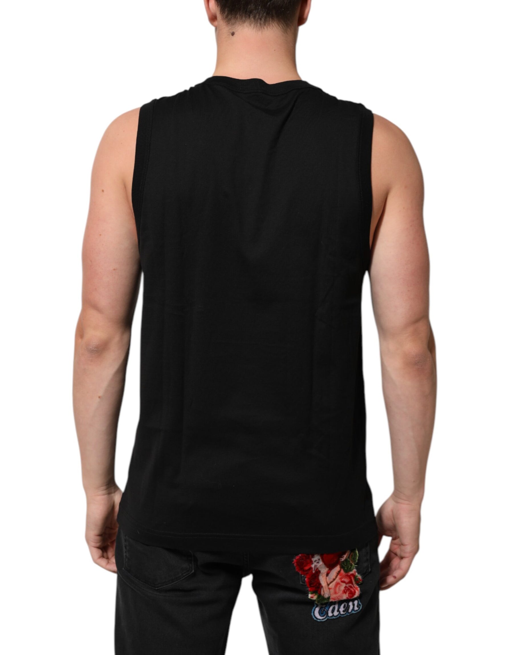 Dolce & Gabbana Black Cotton Sleeveless Underwear Men Tank Top | Regal Royce
