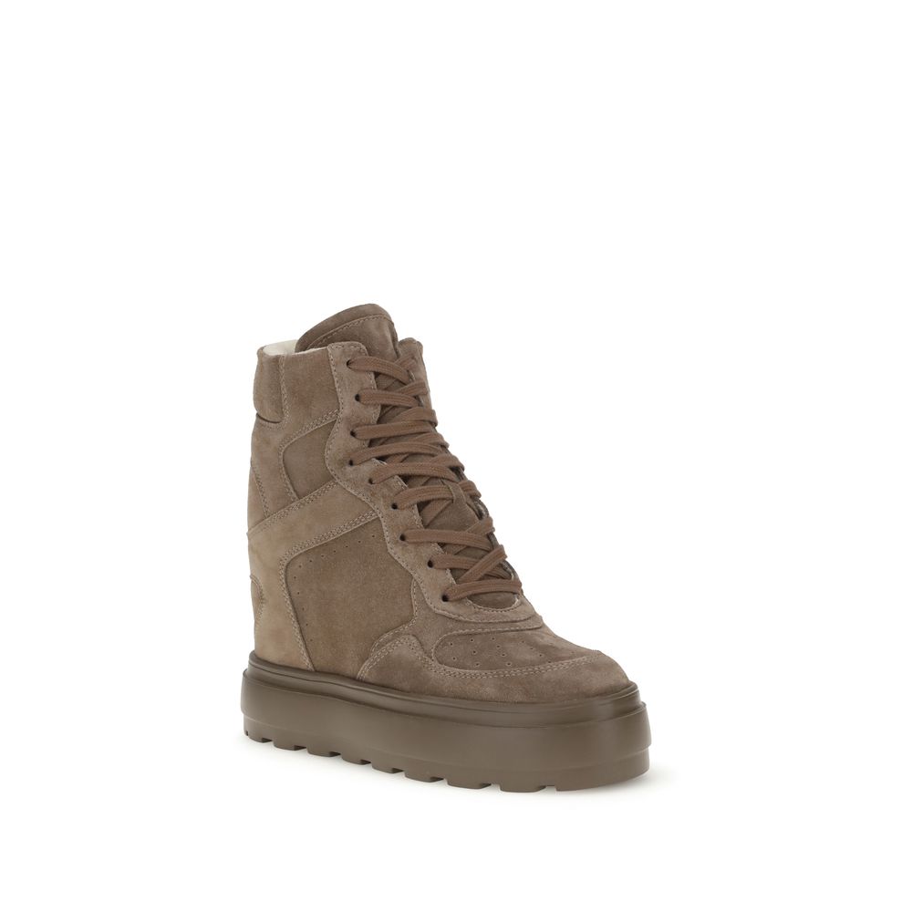 Casadei Beige Calf Leather Bos Taurus Sneakers | Regal Royce