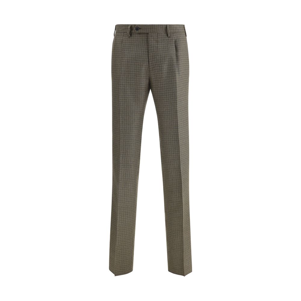 Germano Brown Fleece Wool Casual Pants | Regal Royce