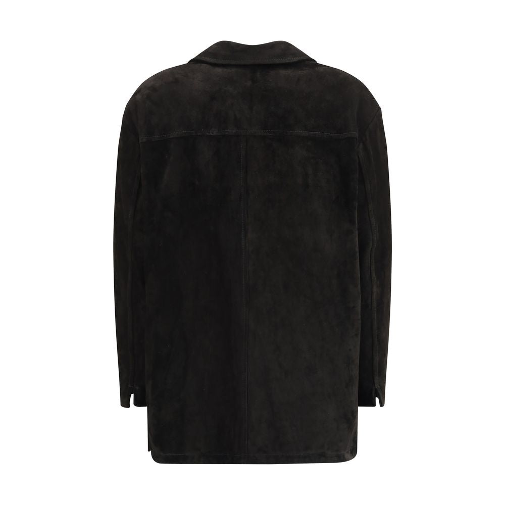 Salvatore Santoro Black Calf Leather Bos Taurus Coat