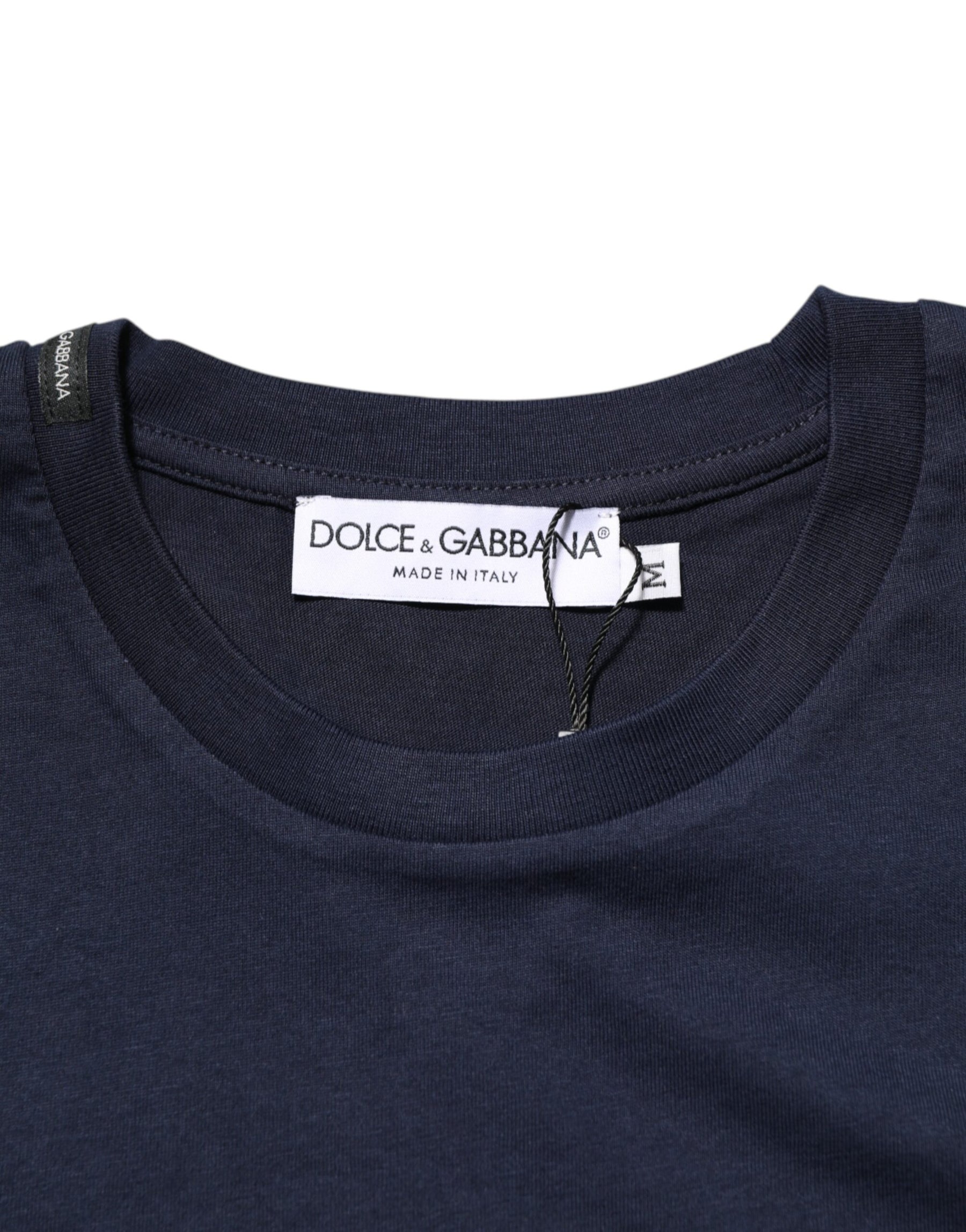 Dolce & Gabbana Dark Blue Cotton DG Logo Print Men’s Top T-shirt | Regal Royce