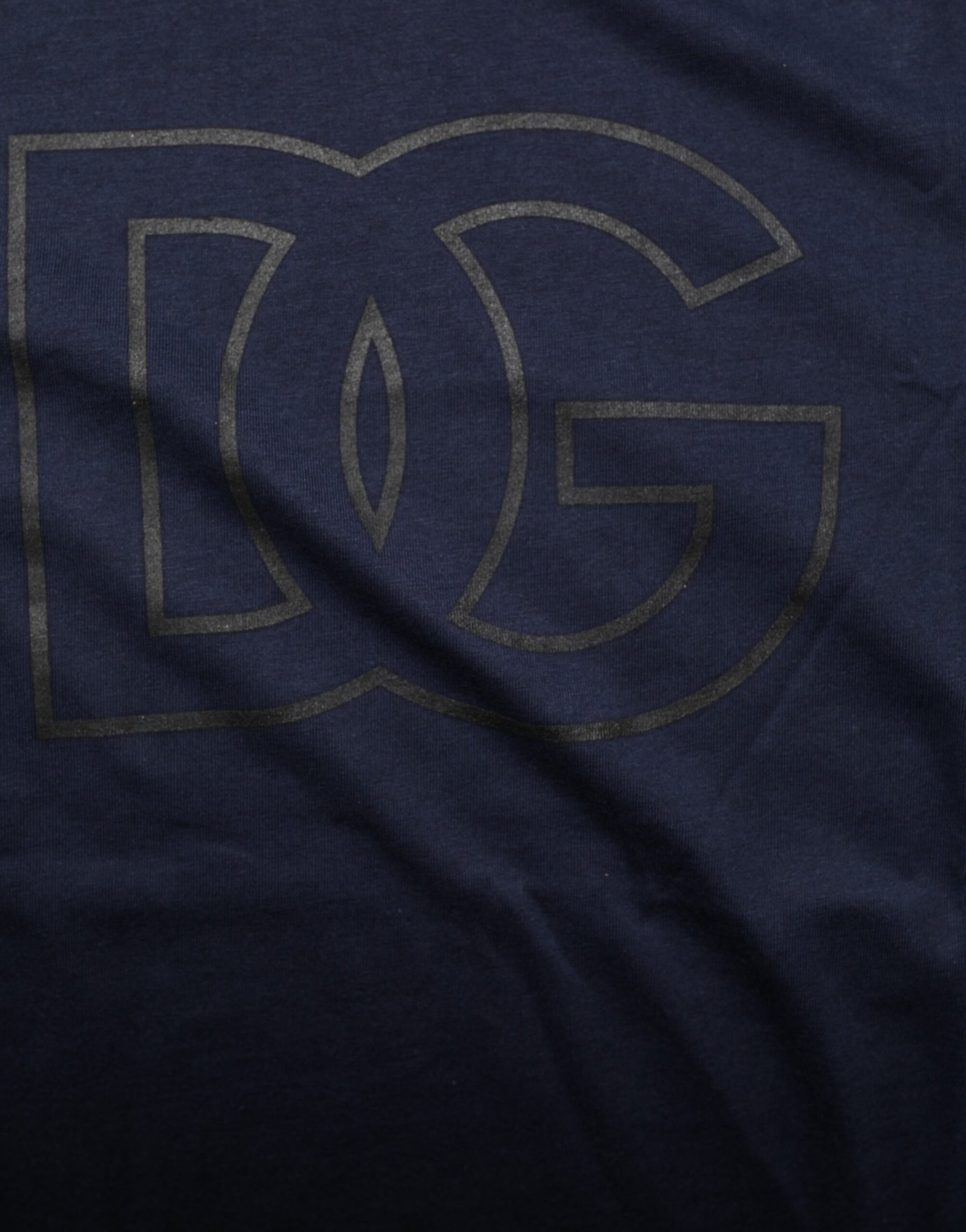 Dolce & Gabbana Dark Blue Cotton DG Logo Print Men’s Top T-shirt | Regal Royce