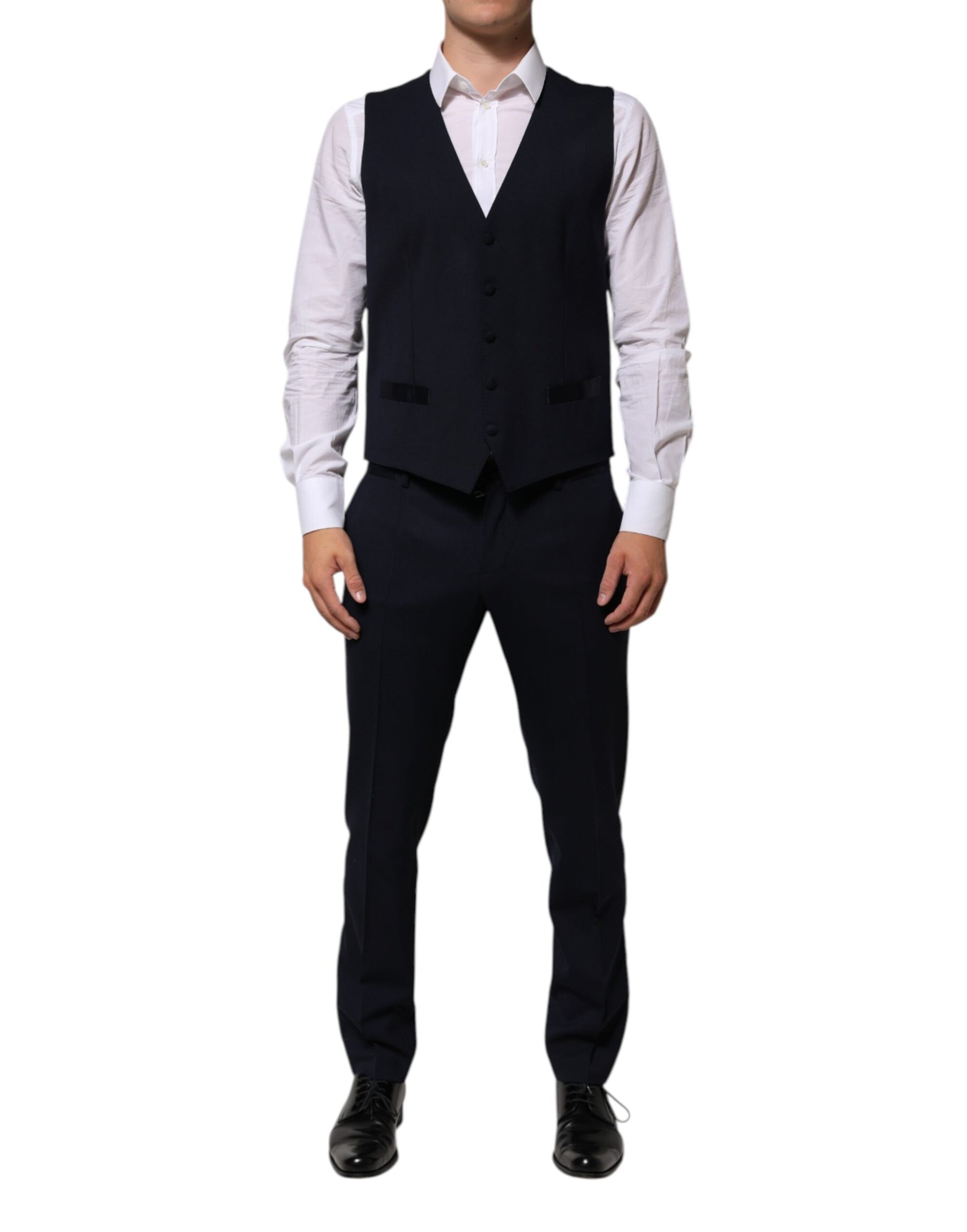 Dolce & Gabbana Black Wool 3 Piece Slim Fit Formal Men Suit | Regal Royce
