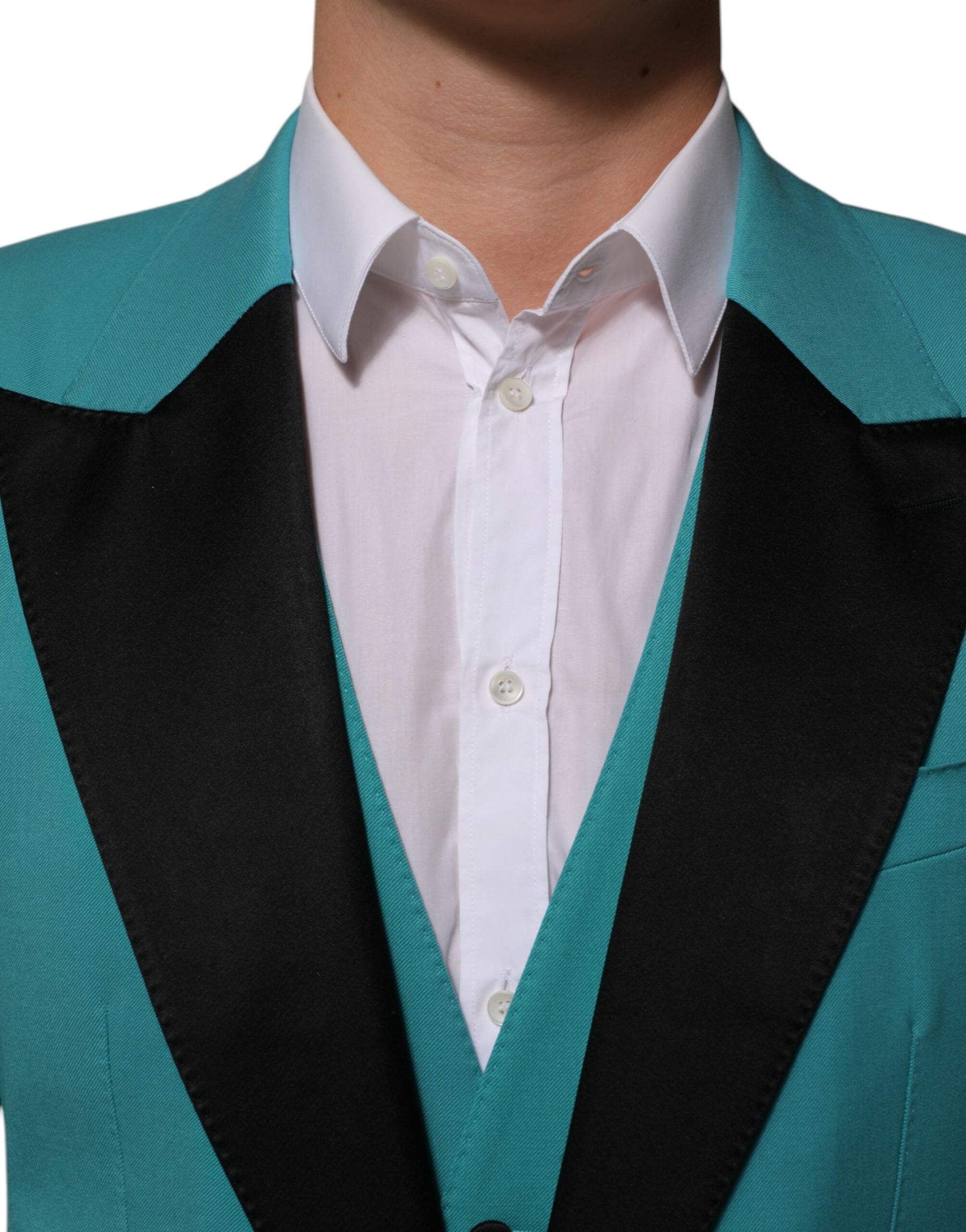 Dolce & Gabbana Cyan 3 Piece Wool Silk Blend Suit SICILIA | Regal Royce