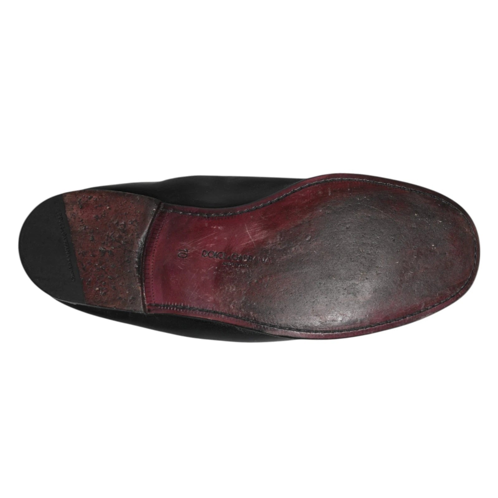 Dolce & Gabbana Black Leather Slip On Men Flat Loafers Shoes | Regal Royce