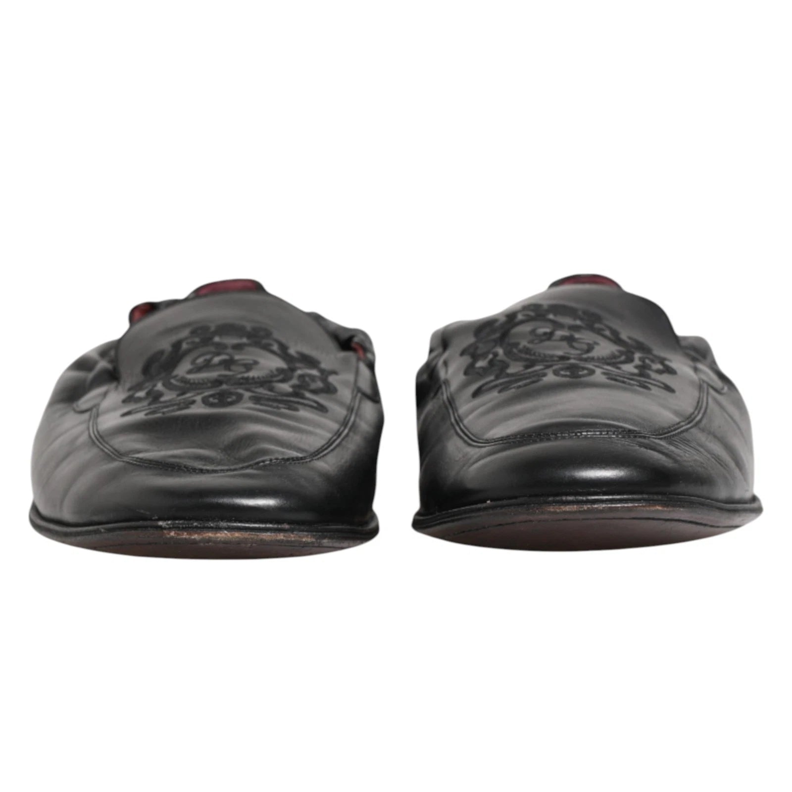 Dolce & Gabbana Black Leather Slip On Men Flat Loafers Shoes