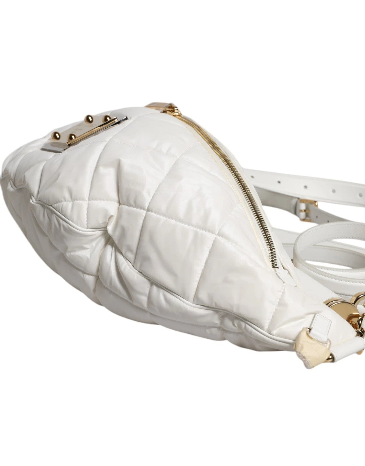 Dolce & Gabbana White Quilted Logo 90's Sicily Belt Waist Fanny Pack Bag | Regal Royce